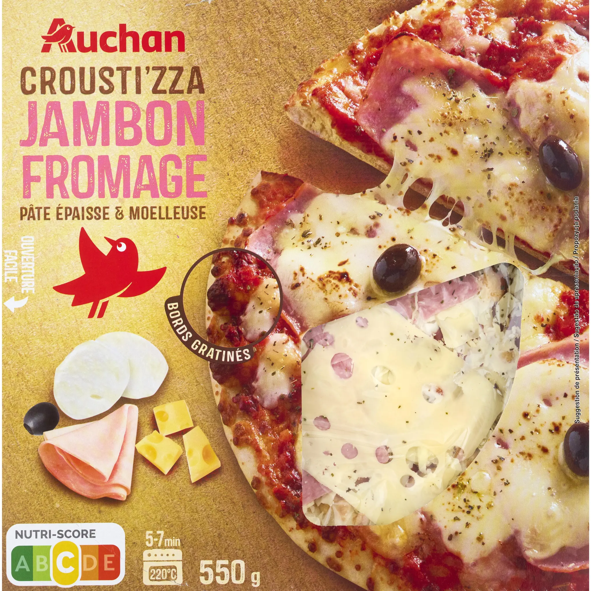 AUCHAN Crousti'zza pizza jambon fromage