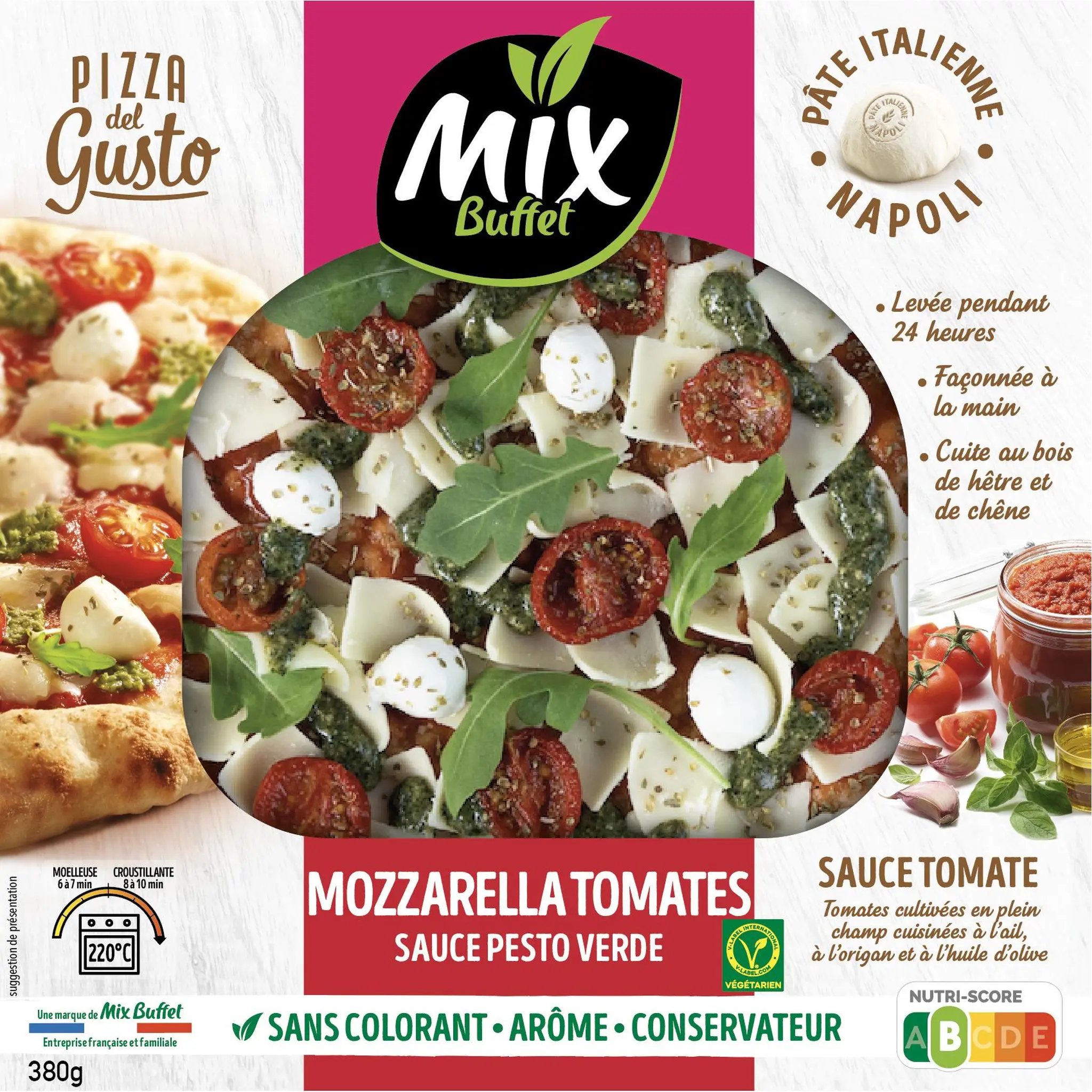 MIX Pizza del gusto mozzarella tomates sauce pesto verde