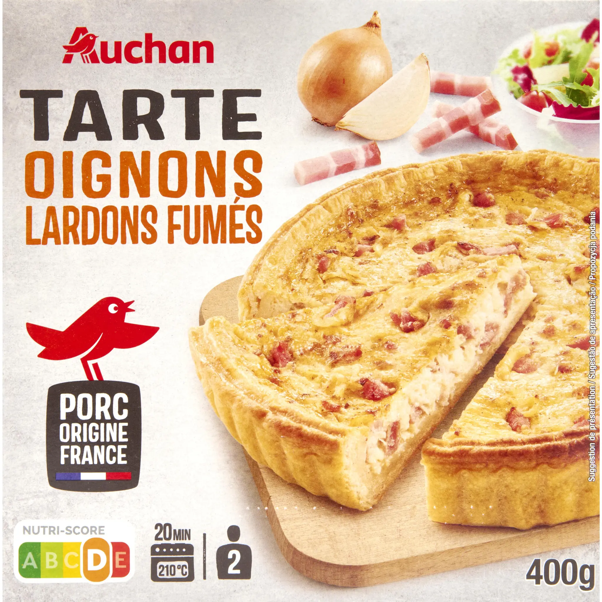 AUCHAN Tarte oignons et lardons fumés