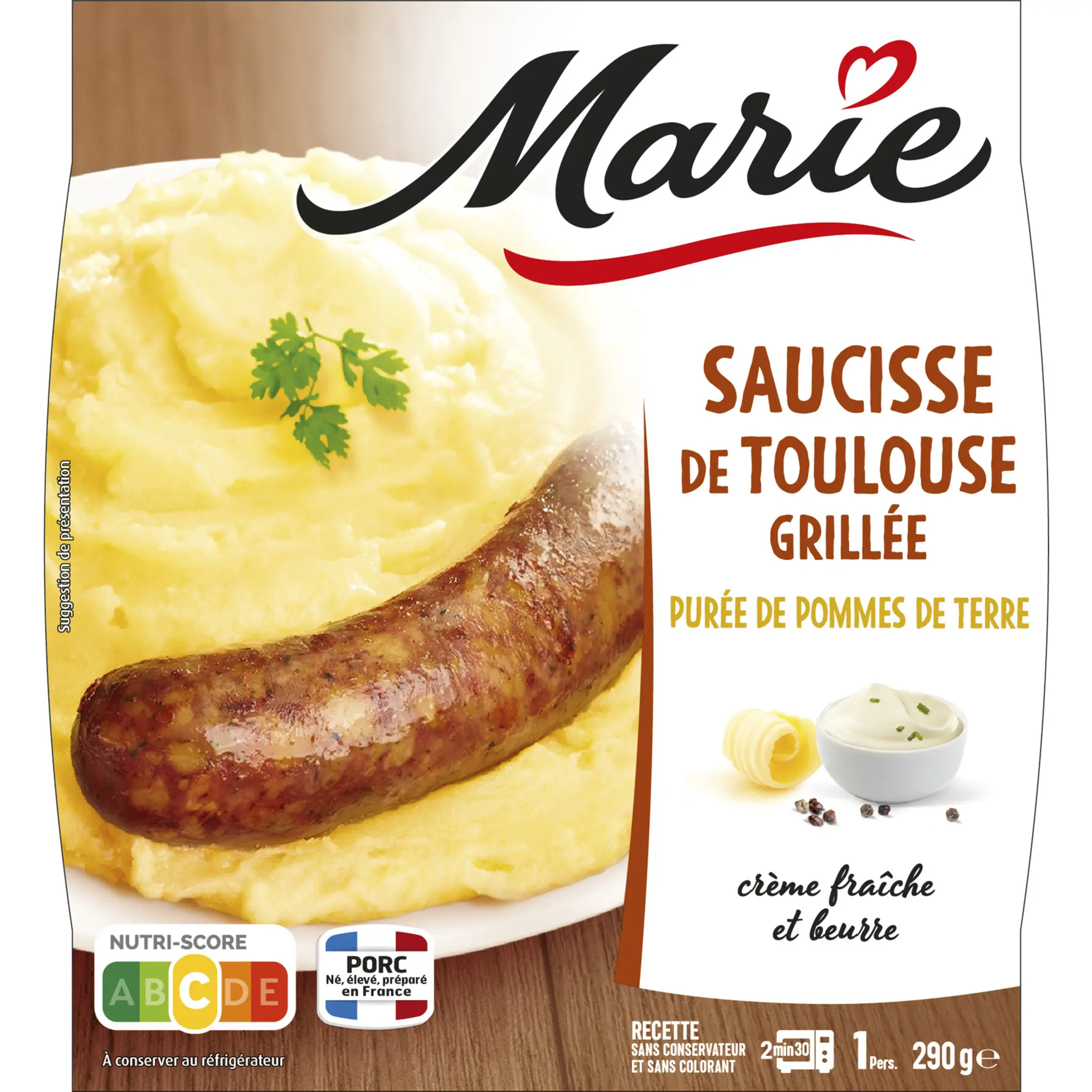 MARIE Saucisse de Toulouse grillée sans couverts