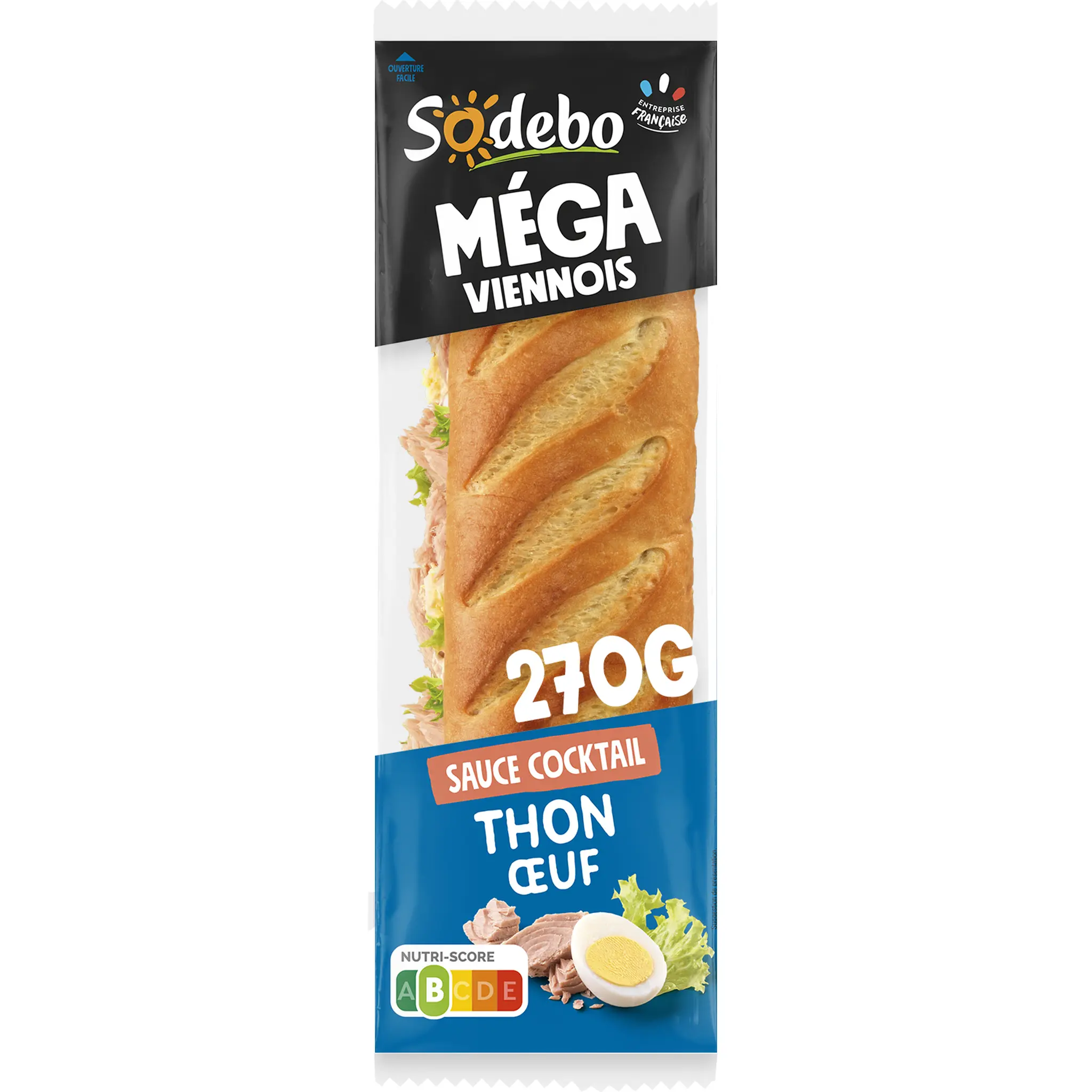 SODEBO Sandwich mega baguette viennois thon œuf sauce cocktail