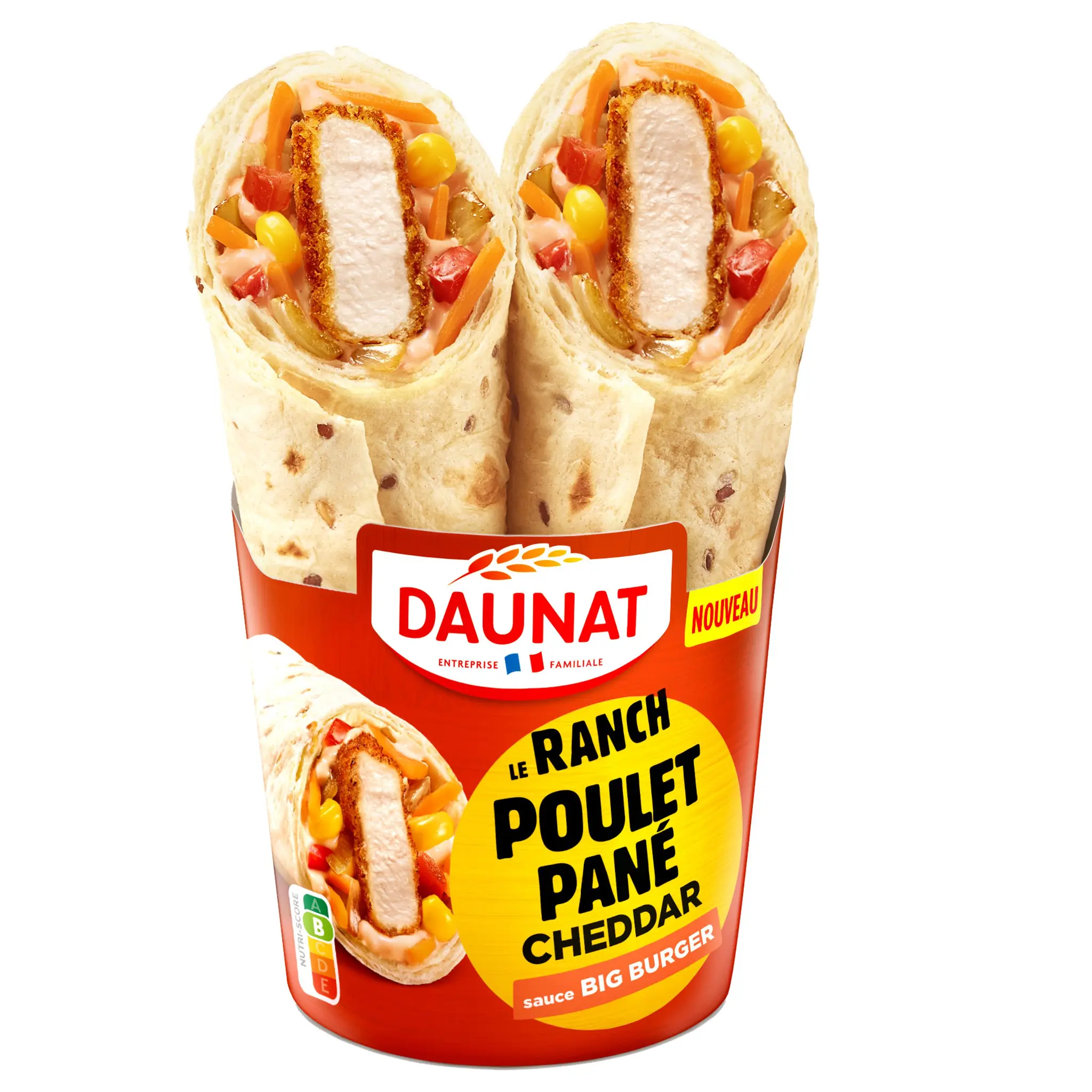 DAUNAT Wrap ranch poulet pané cheddar sauce big burger