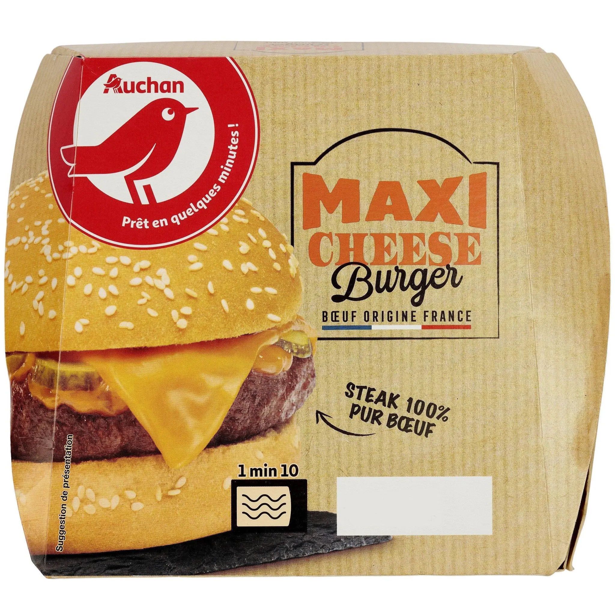 AUCHAN Maxi cheeseburger pur boeuf