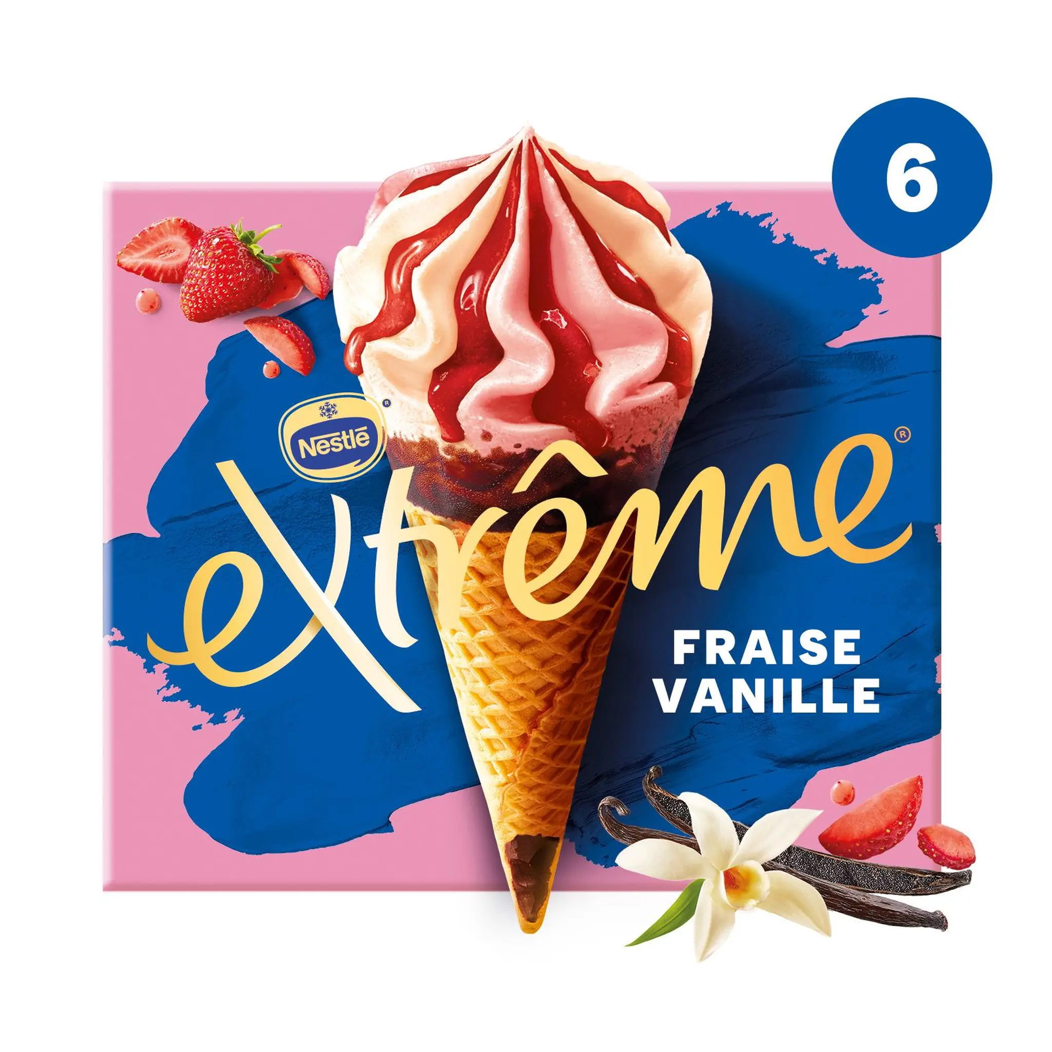 EXTREME Cônes glacés à la fraise et vanille