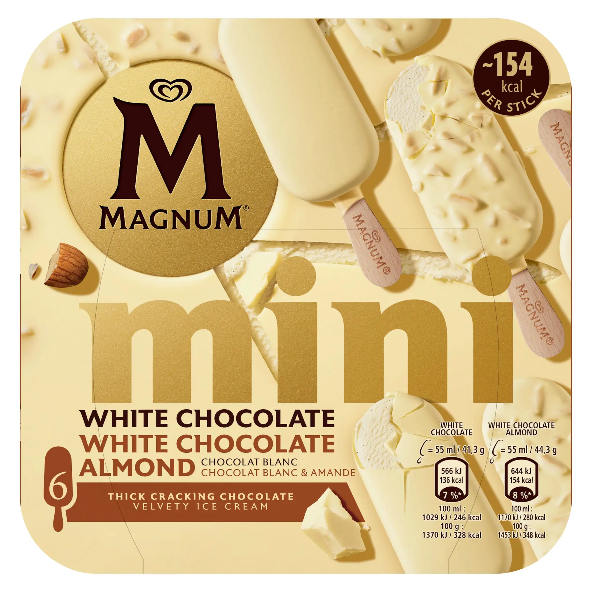 MAGNUM Mini bâtonnets chocolat blanc