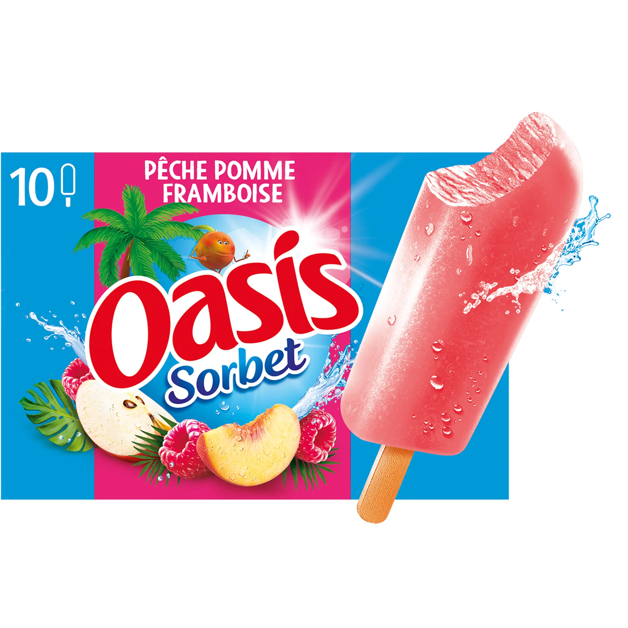 OASIS Bâtonnets glacés sorbet pêche et pomme