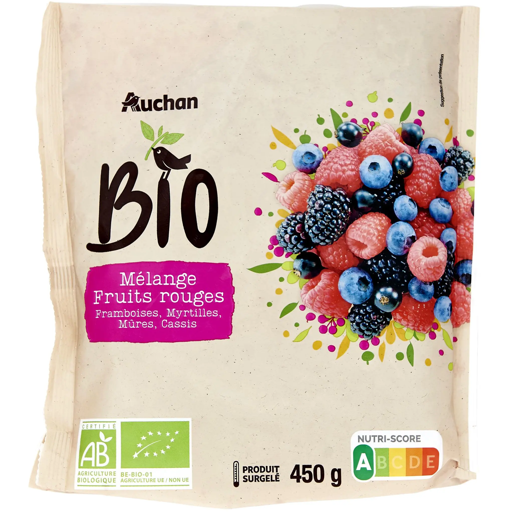 AUCHAN BIO Mélange de fruits rouges entiers