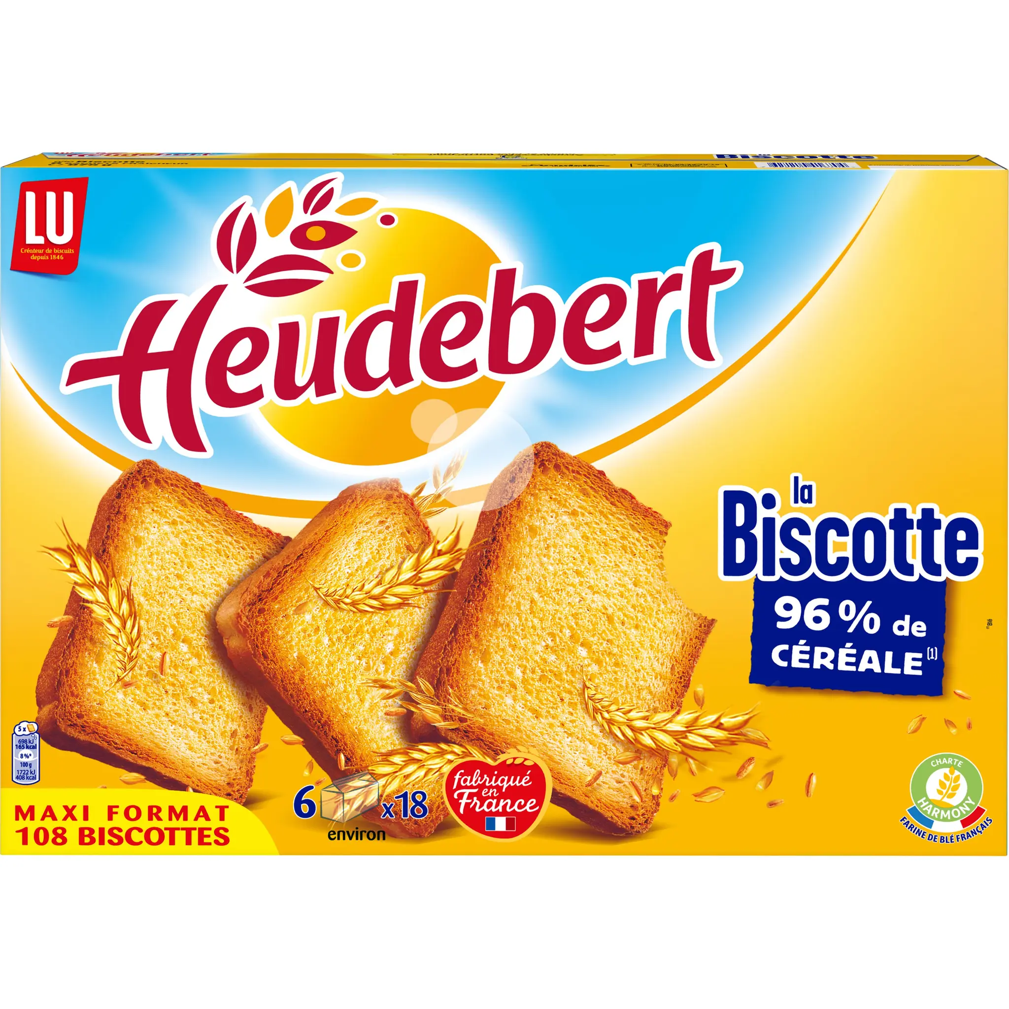 HEUDEBERT Biscottes 96% de céréales La Biscotte