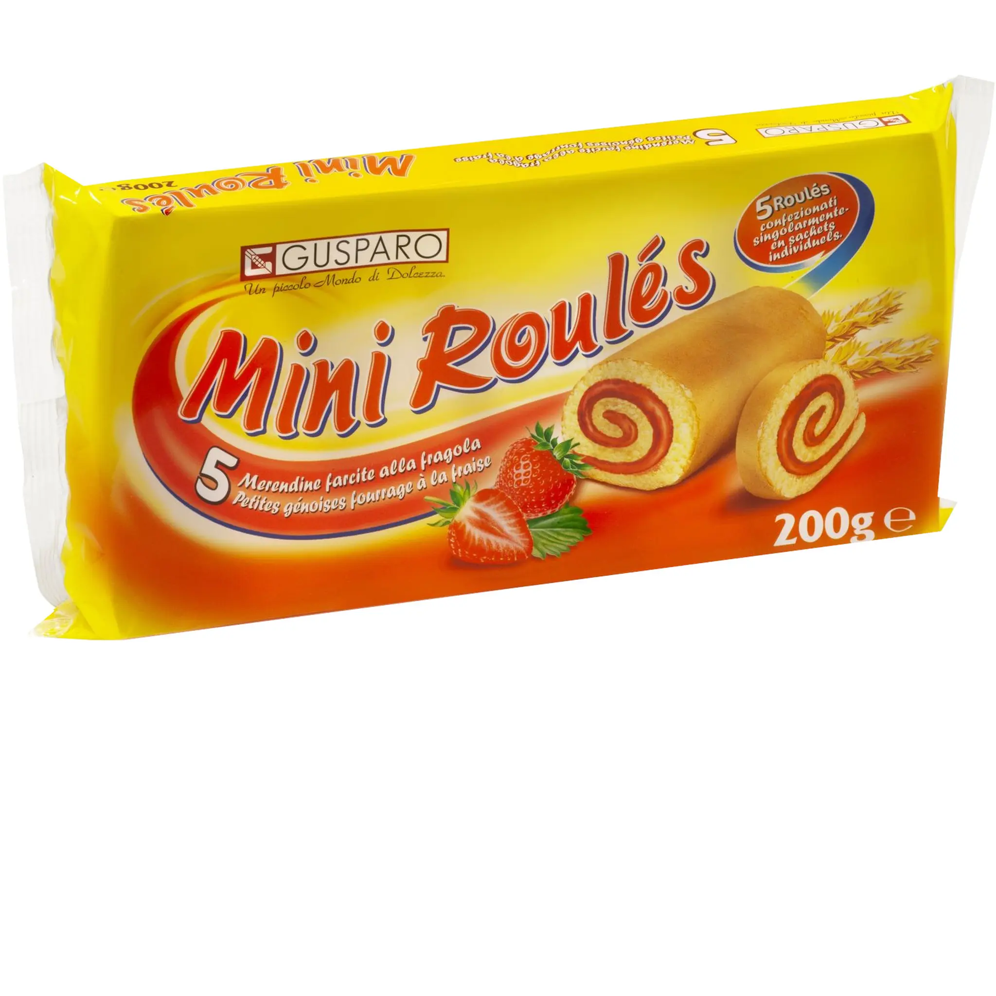 GUSPARO Mini roulés petites génoises fourrées à la fraise