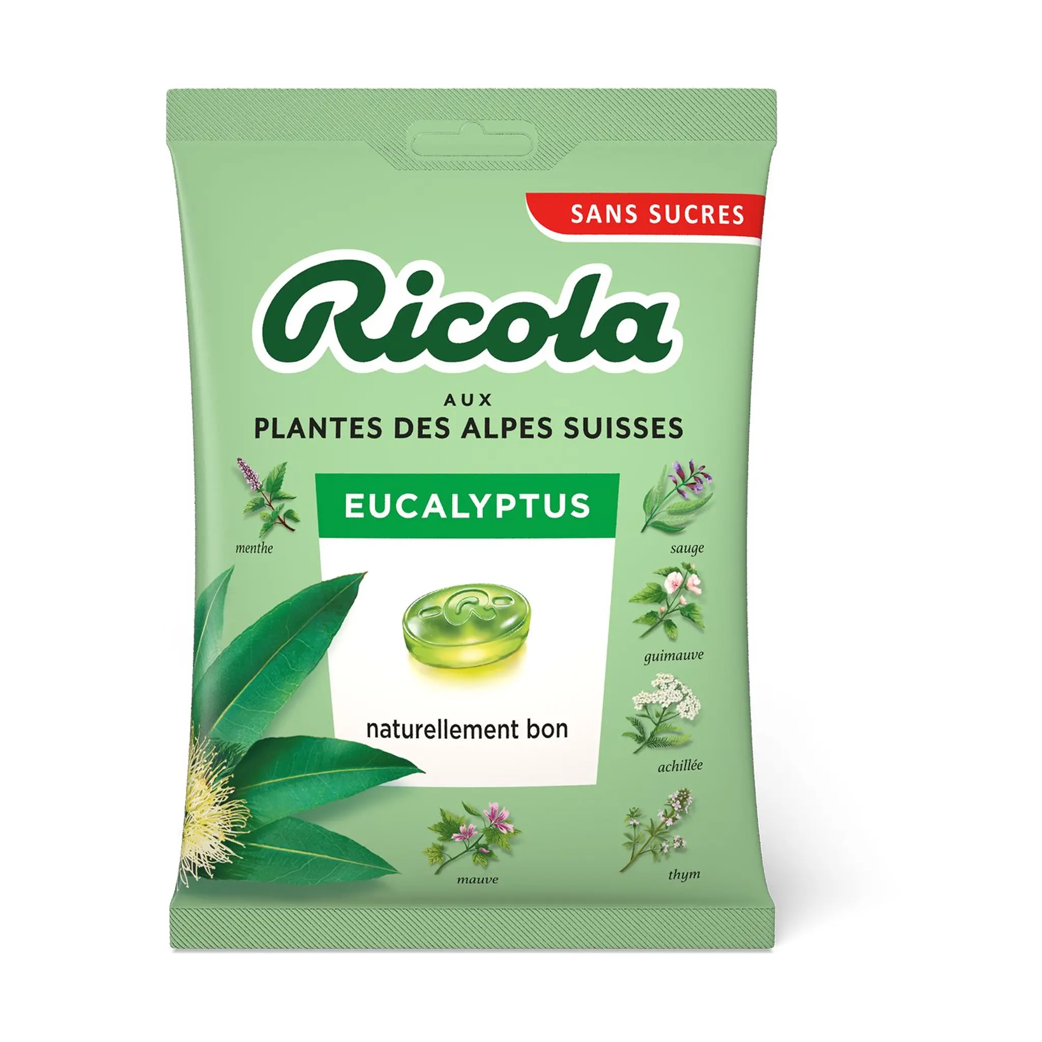 RICOLA Bonbons suisses aux plantes sans sucres à l'eucalyptus