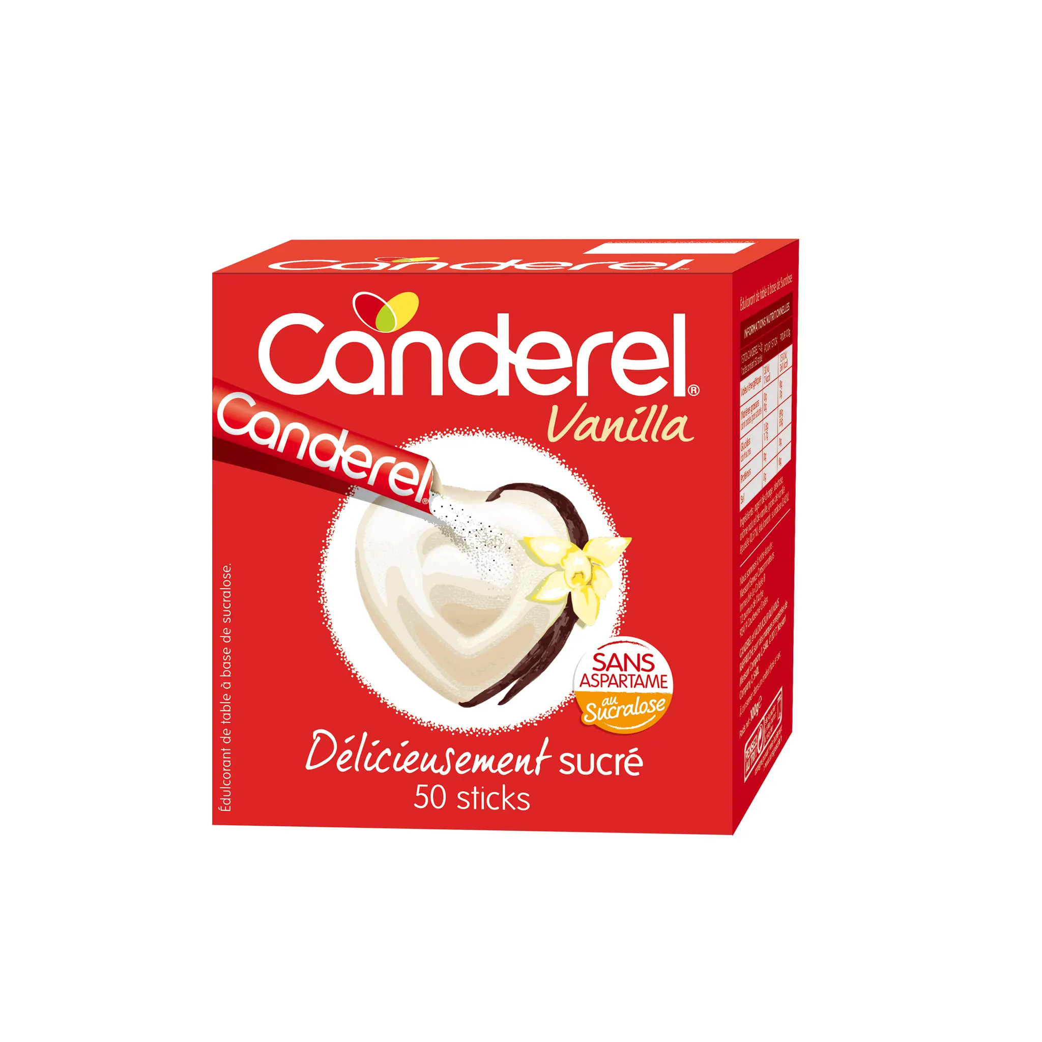 CANDEREL Sticks d'édulcorants au sucralose parfum vanille
