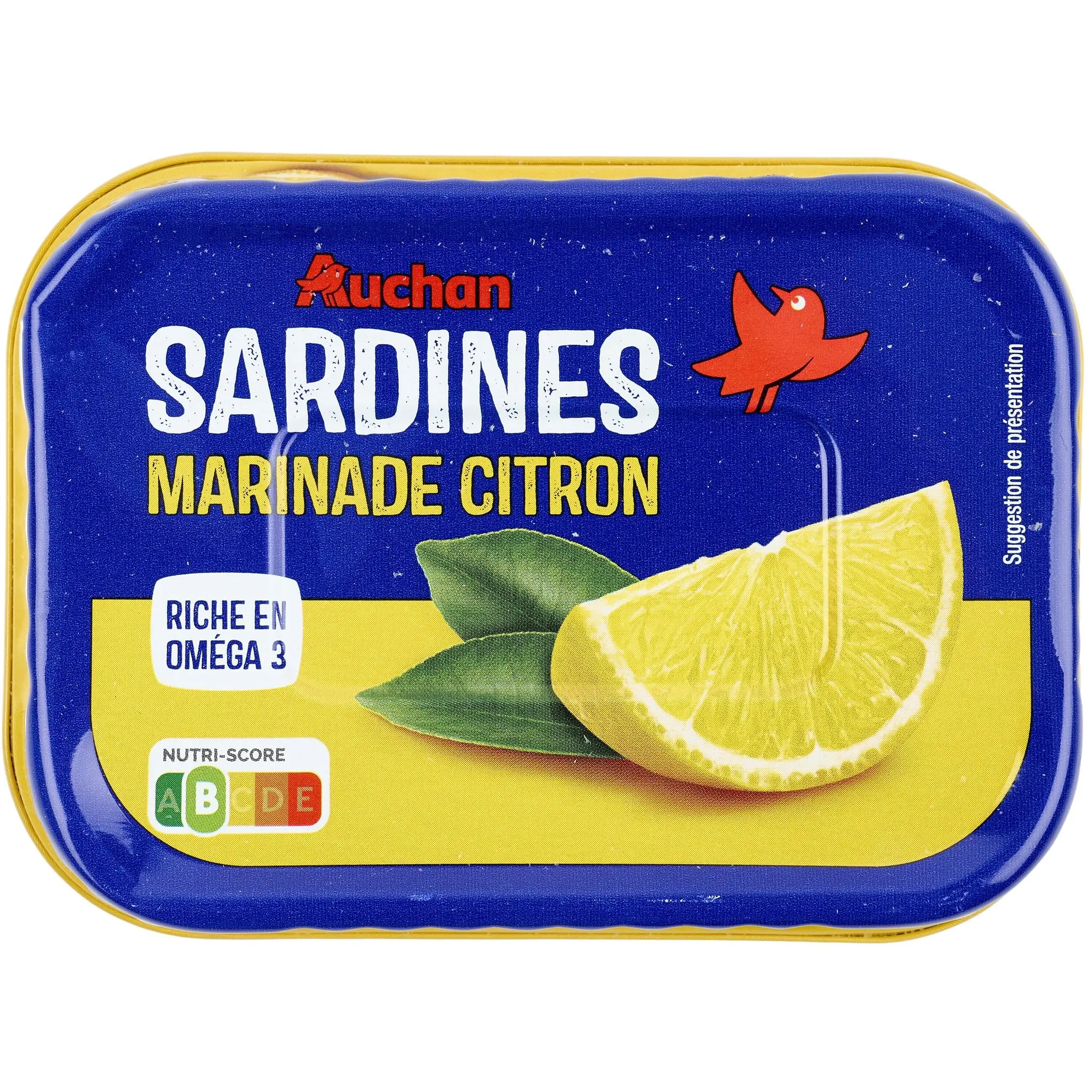 AUCHAN Sardines au citron et basilic sans huile