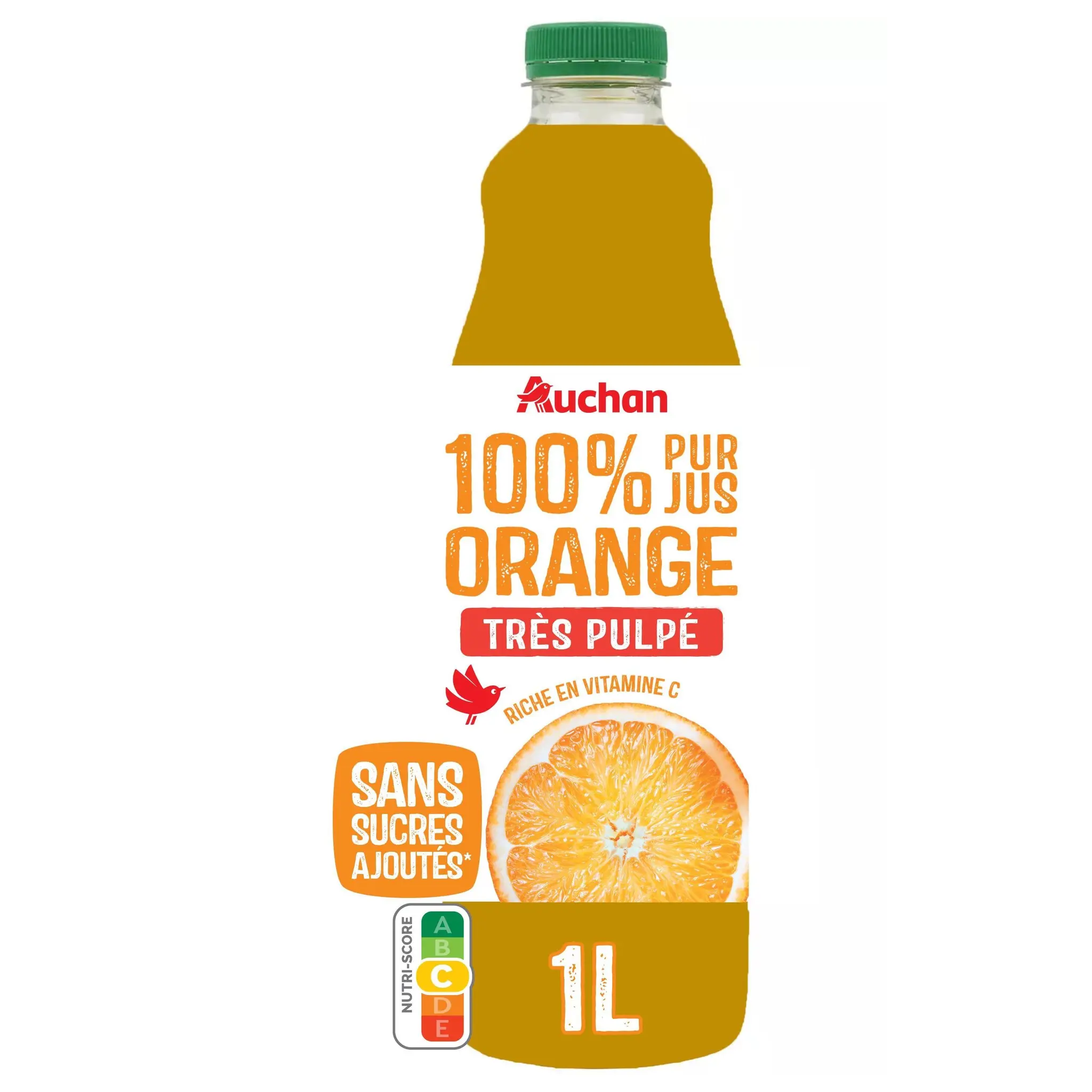 AUCHAN Pur jus d'orange très pulpé