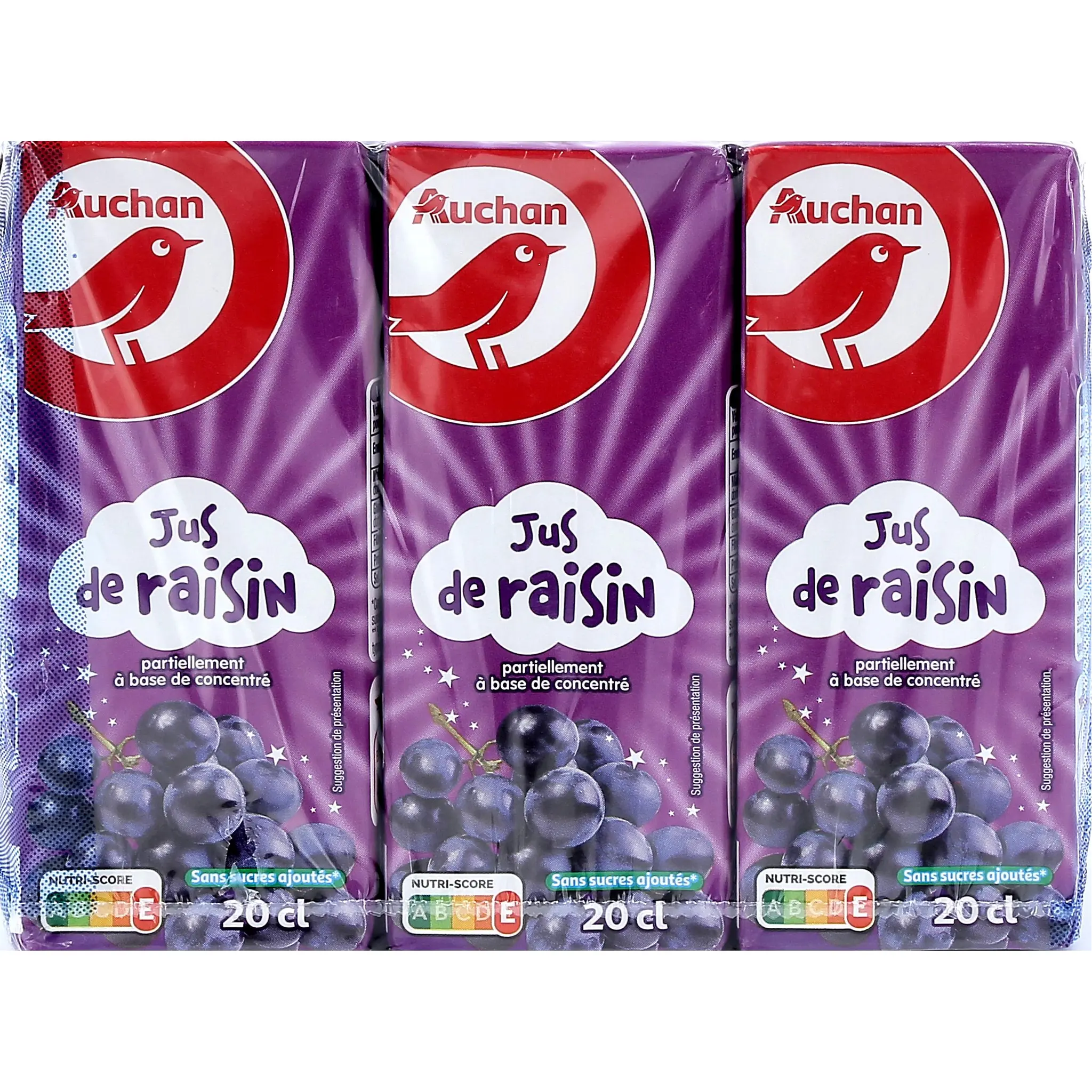 AUCHAN Jus de raisin à base de concentré briquettes