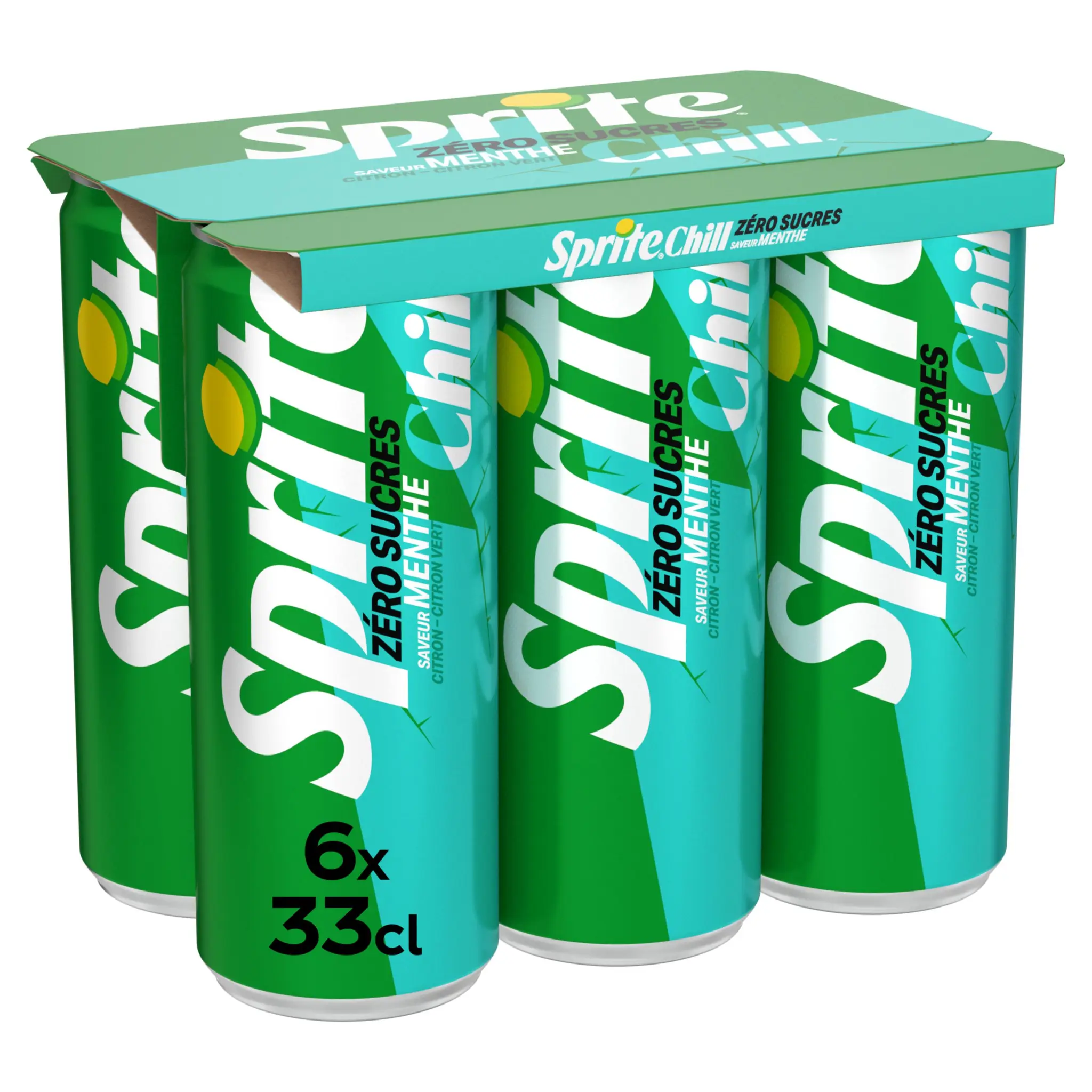 SPRITE Boisson gazeuse aux arômes naturels citron et citron vert menthe sans sucres boîtes