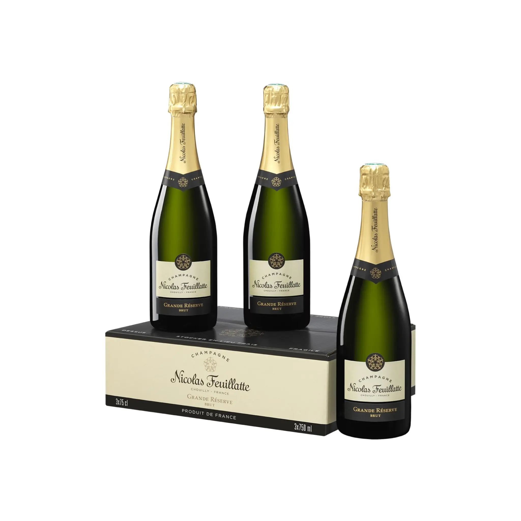 NICOLAS FEUILLATTE AOP Champagne coffret 3 bouteilles brut