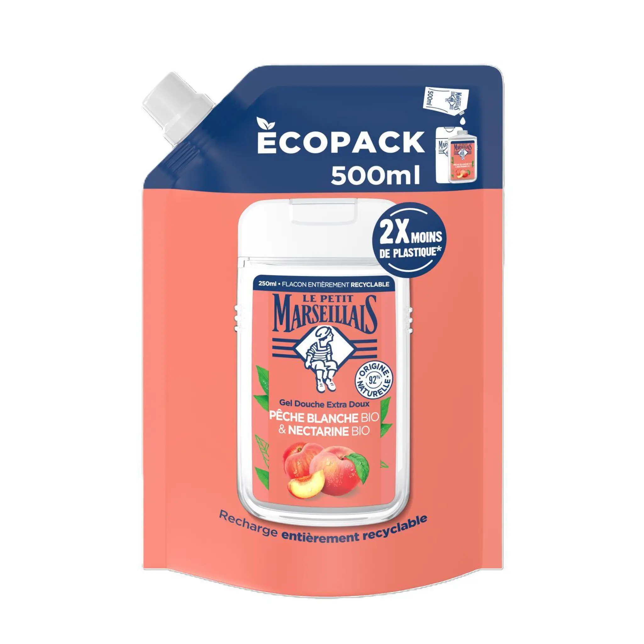 LE PETIT MARSEILLAIS Recharge gel douche extra doux pêche et nectarine bio