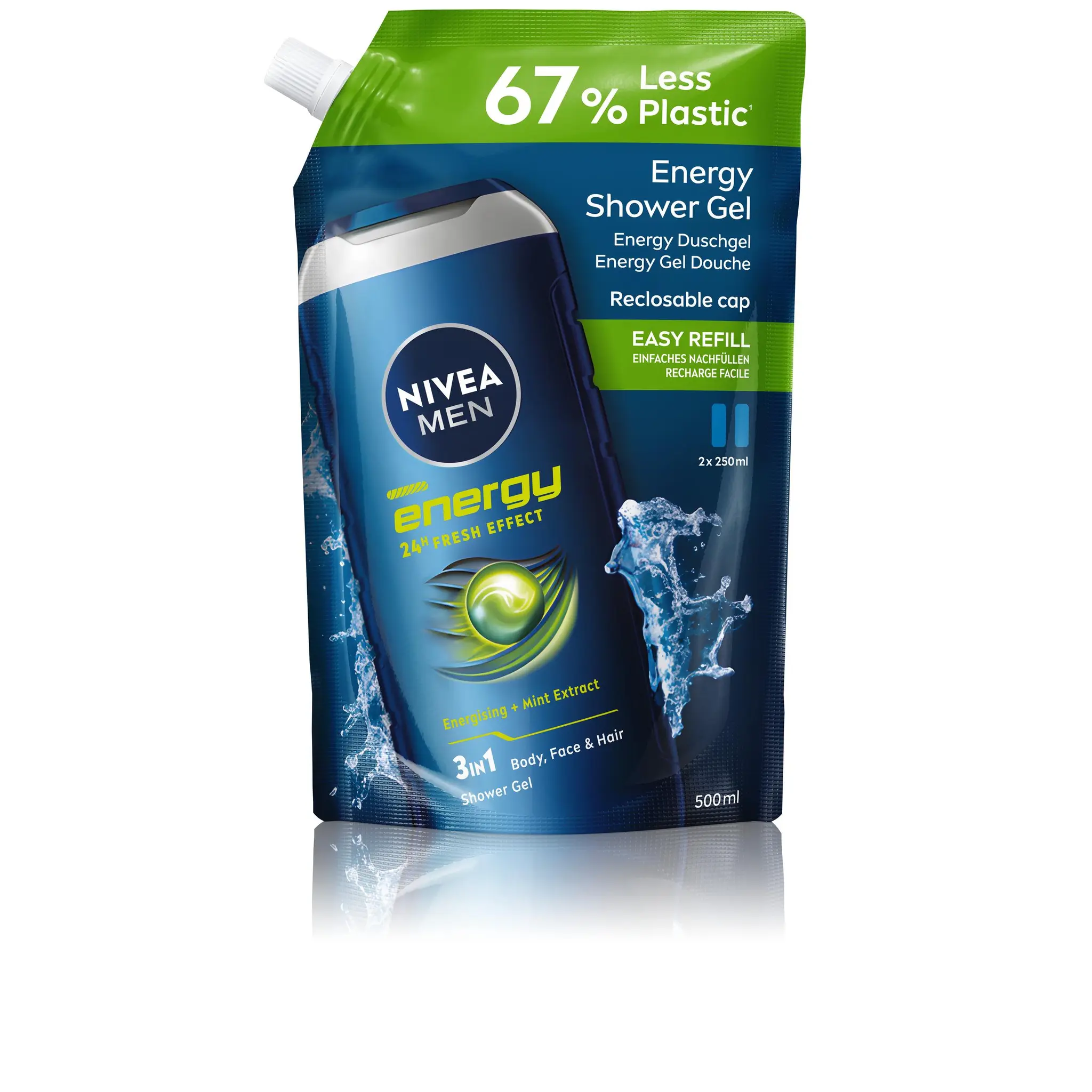 NIVEA Recharge gel douche homme 3 en 1 energy