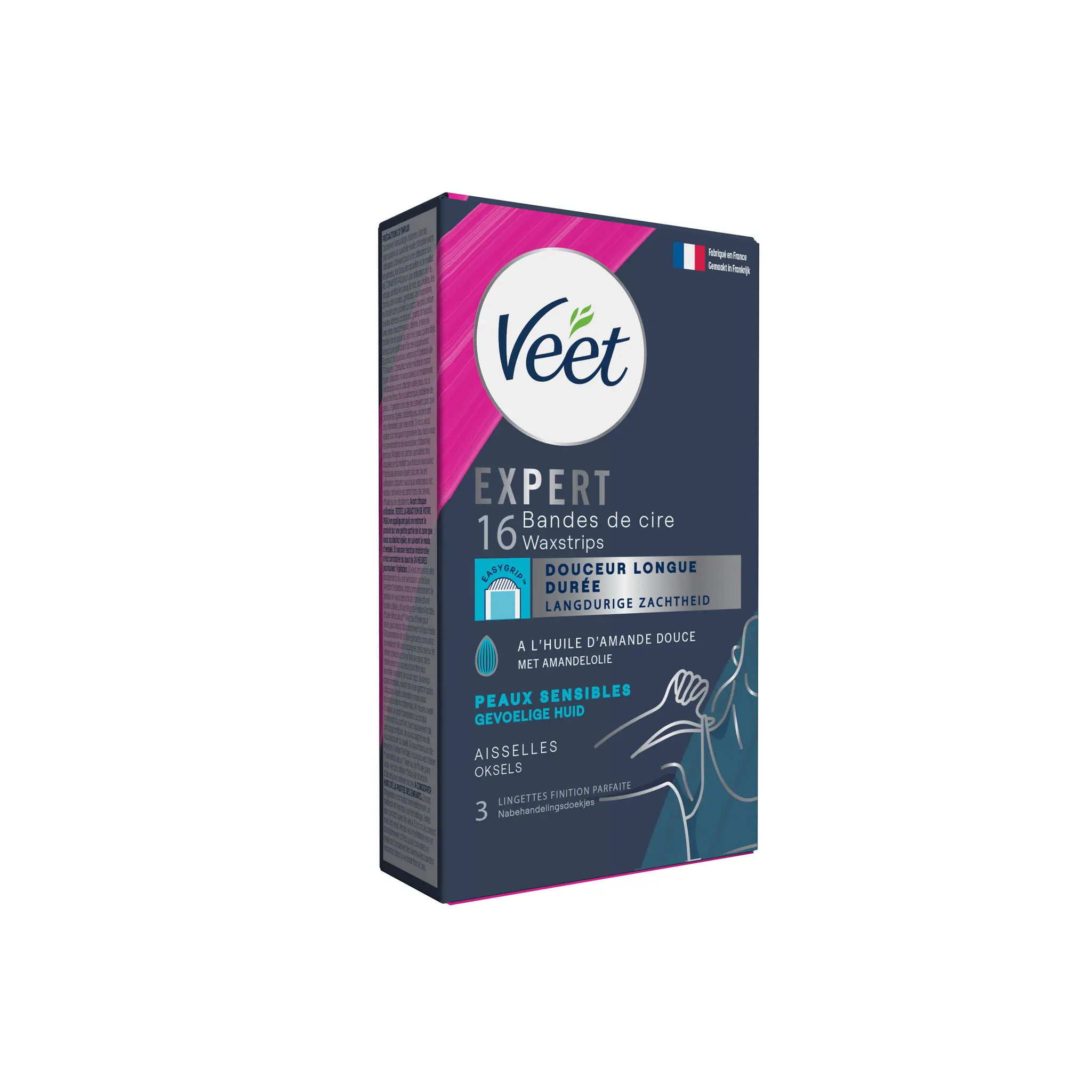 VEET Bande de cire Expert aiselles pour peaux sensibles à l'huile d'amande douce