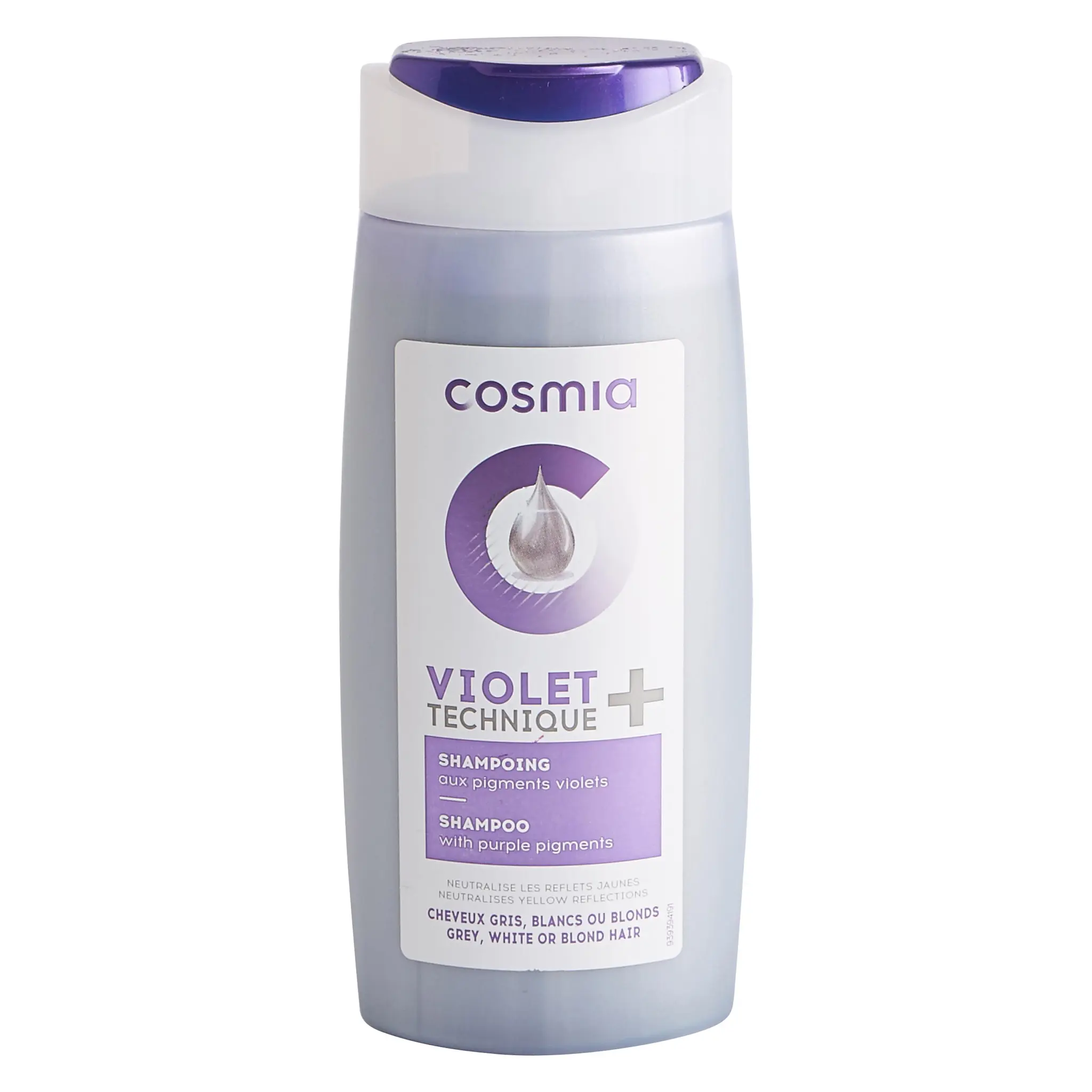 COSMIA Violet technique + shampooing aux pigments violets pour cheveux gris blancs ou blonds