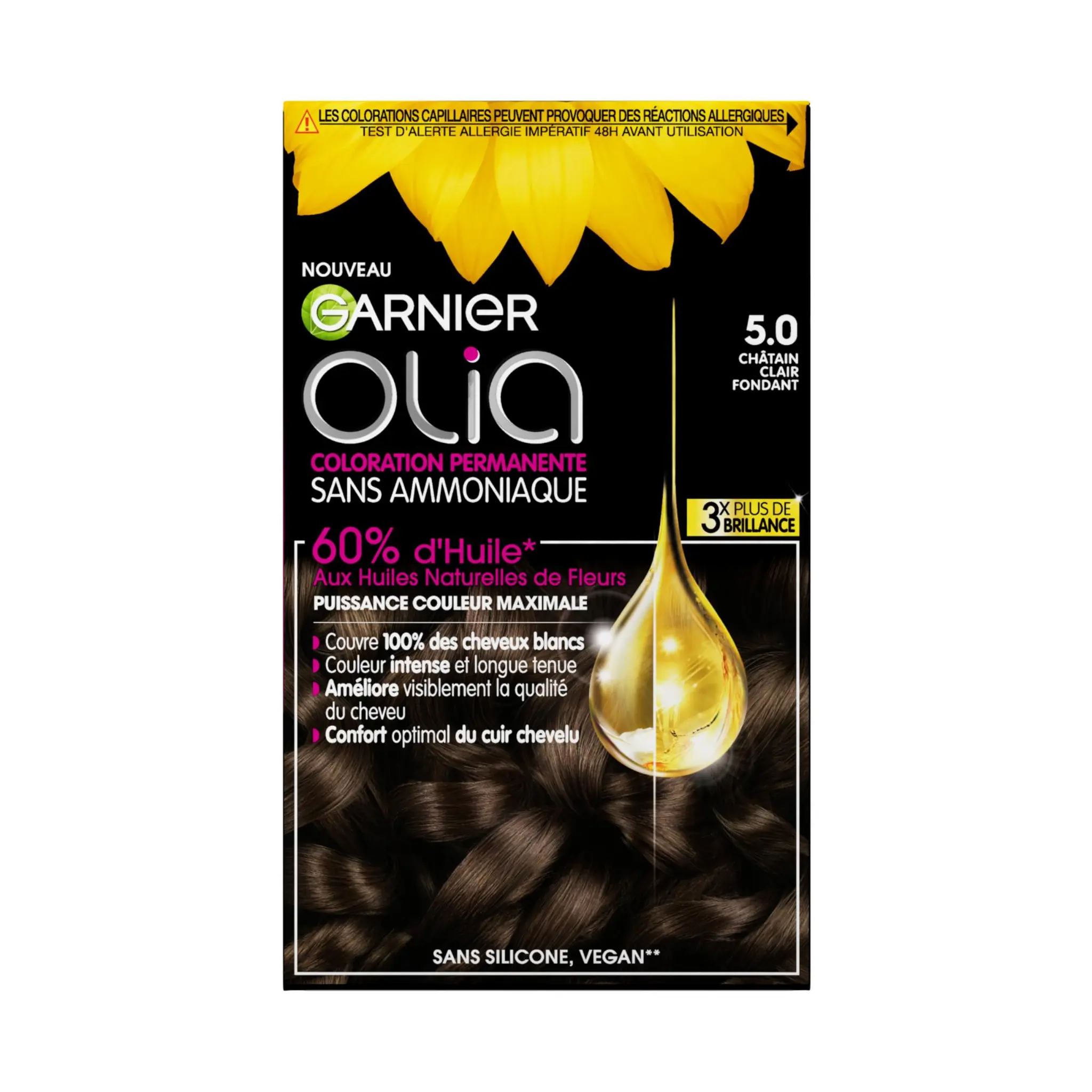 GARNIER Olia Coloration permanente sans ammoniaque 5.0 châtain clair fondant