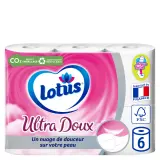 LOTUS Papier toilette blanc ultra doux aquatube 2 épaisseurs
