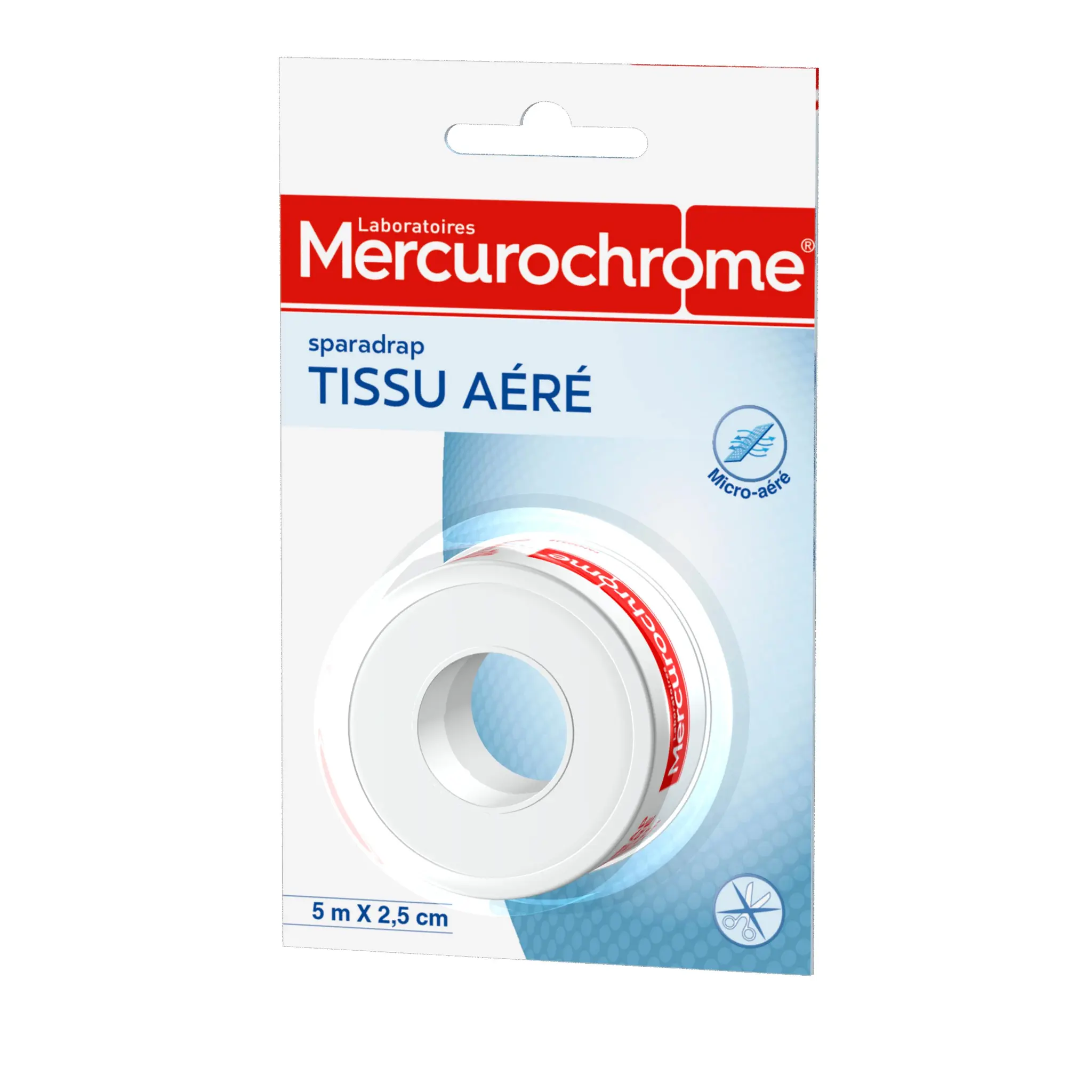 MERCUROCHROME Sparadrap en tissu aéré 5m x 2.5cm
