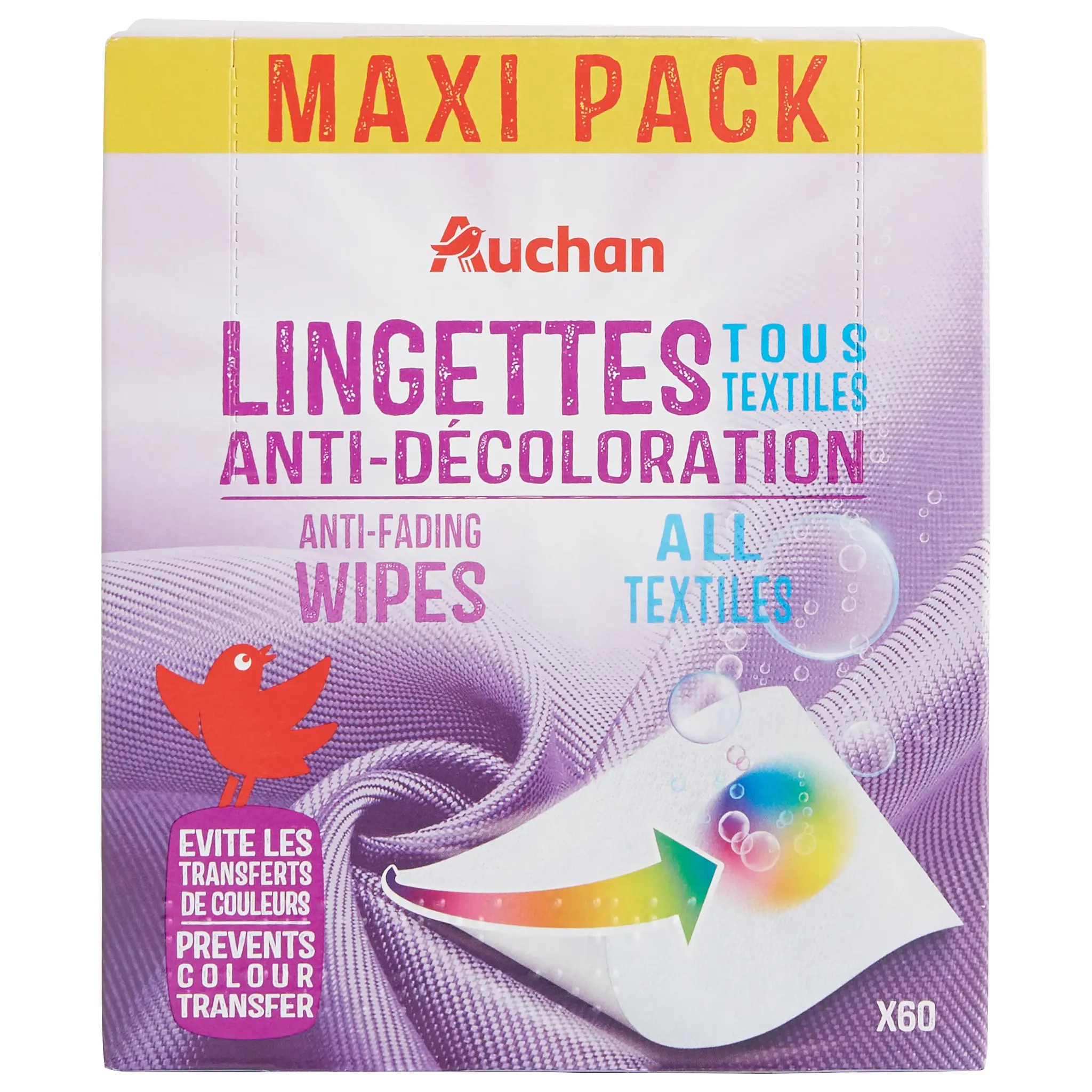 AUCHAN Lingettes anti-décoloration