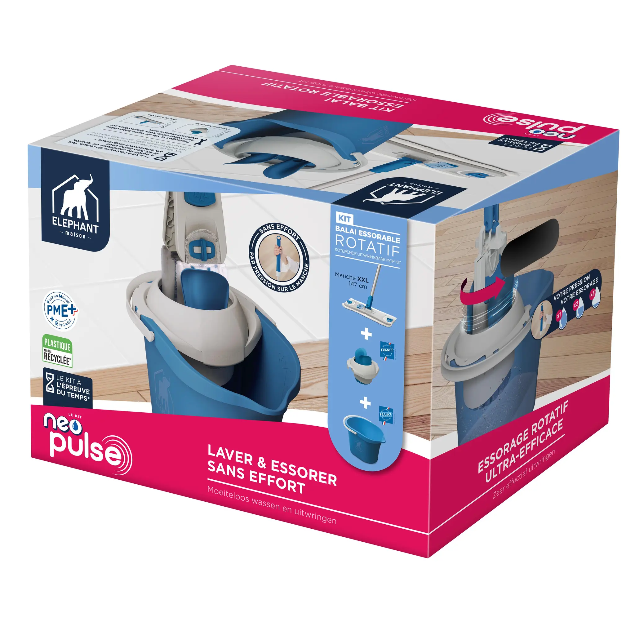 ELEPHANT Kit Neo pulse balai à plat et seau