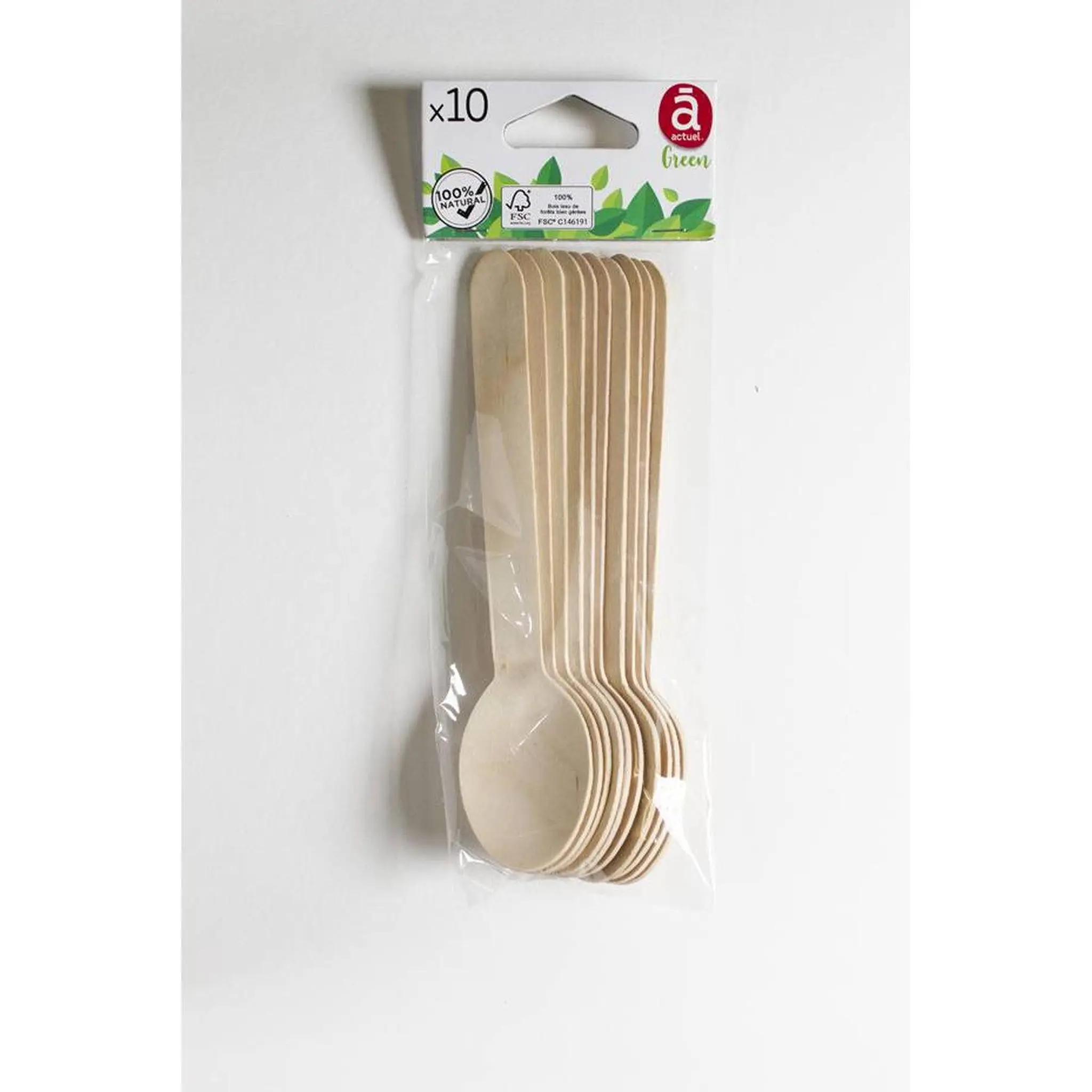 ACTUEL Set de 10 cuillères en bois