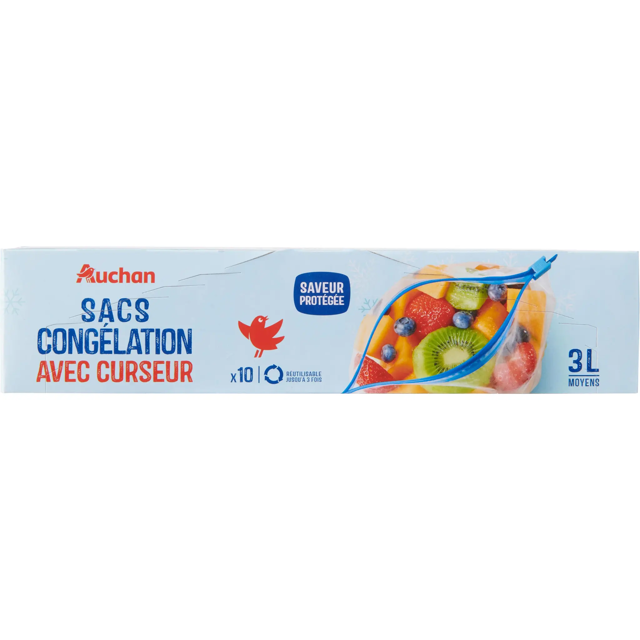AUCHAN Sacs de congélation fermeture à curseur 3L