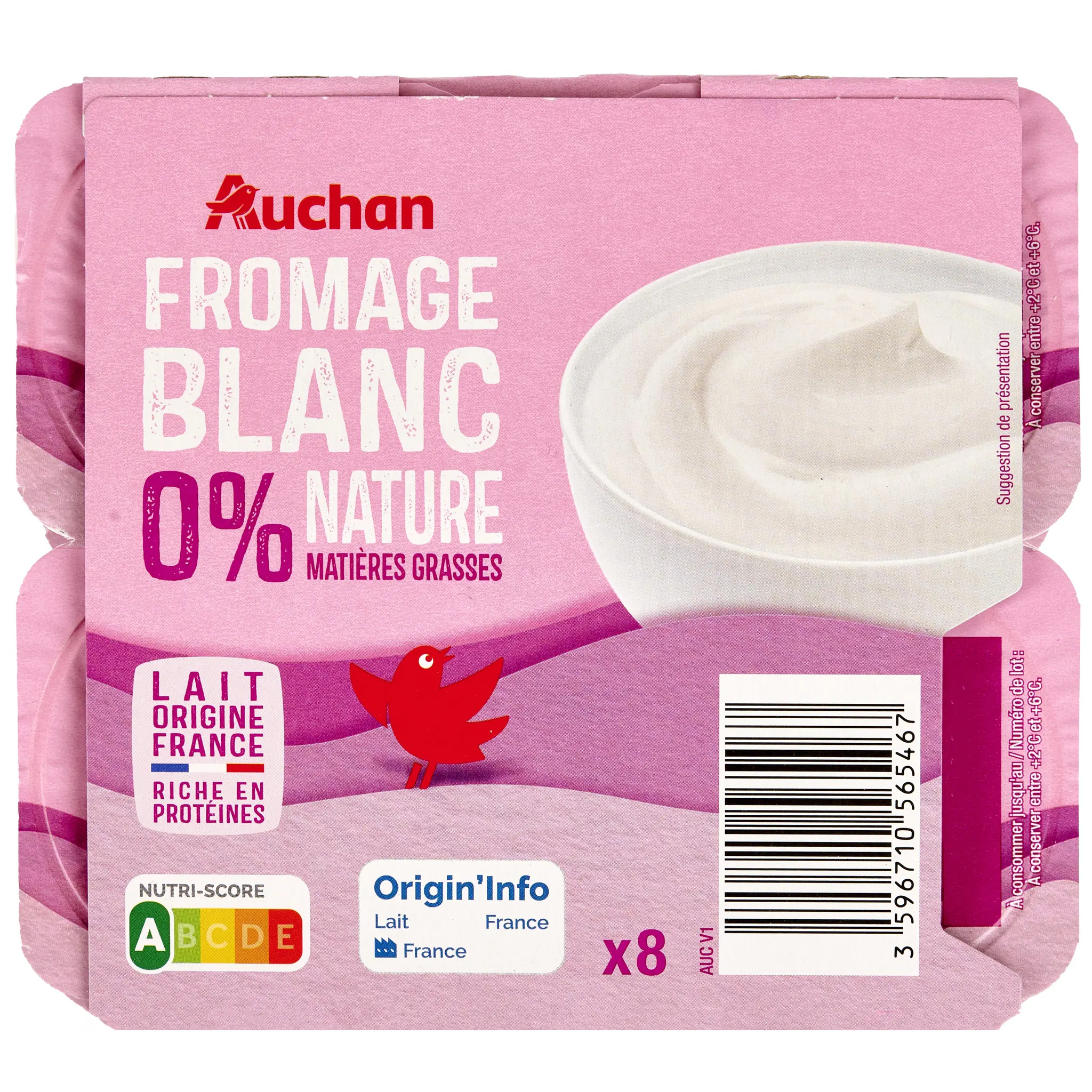 AUCHAN Fromage blanc 0% nature