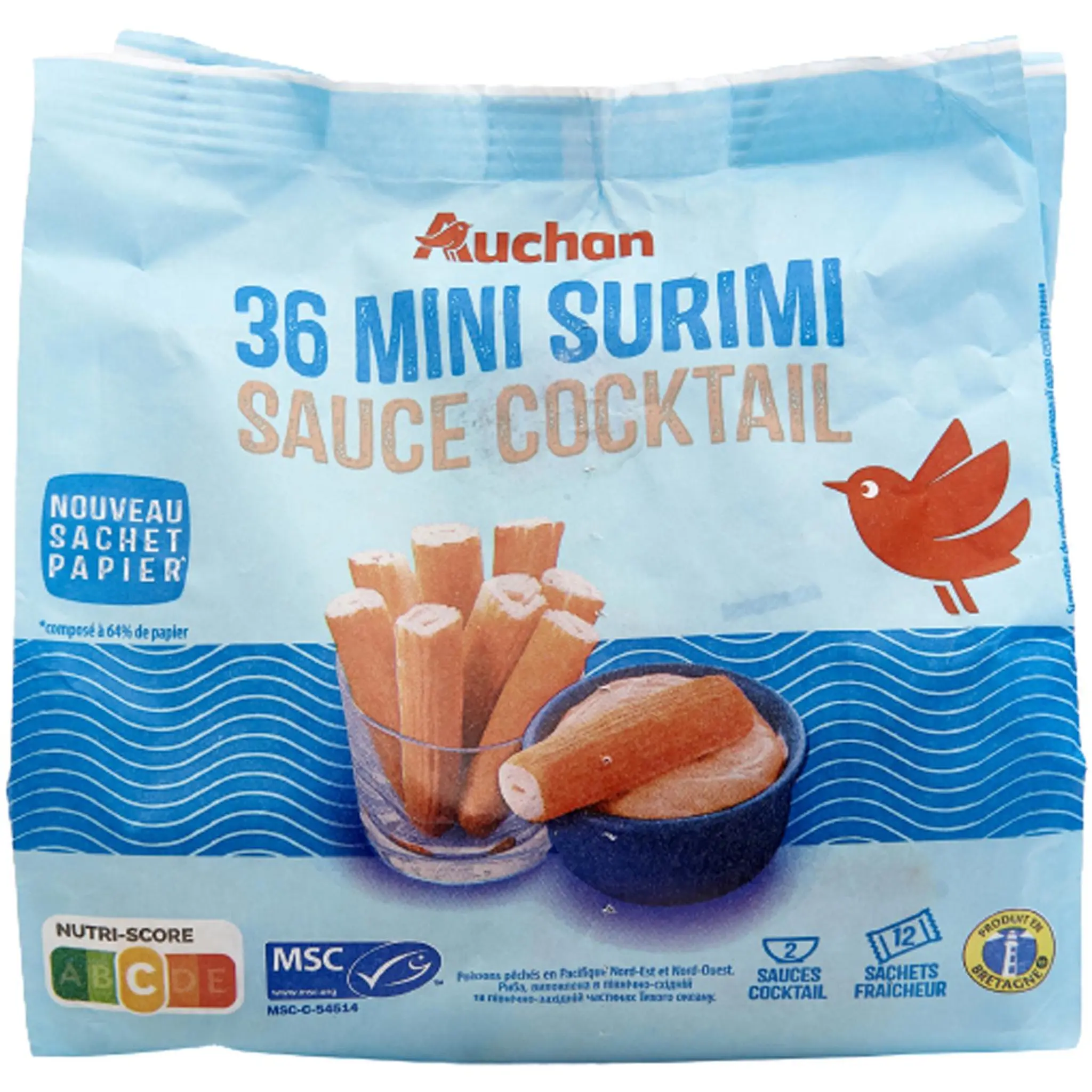 AUCHAN Bâtonnet de surimi sauce cocktail MSC
