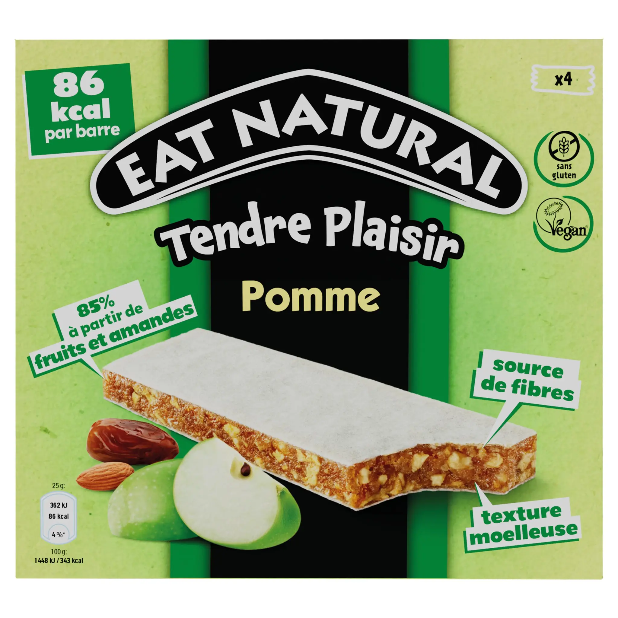 EAT NATURAL Barres de céréales aux dattes amandes et pommes sans gluten