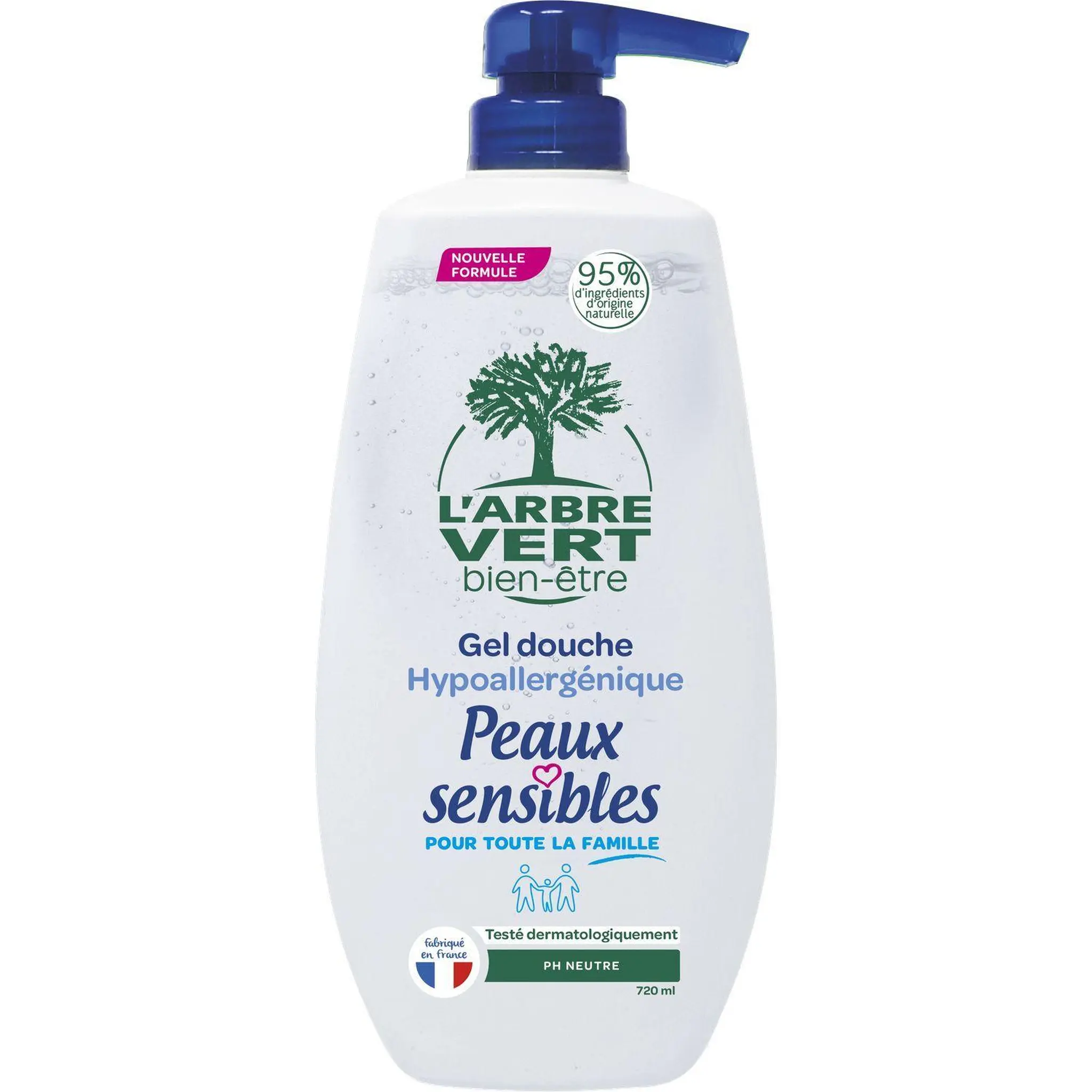 L'ARBRE VERT Gel douche hypoallergénique peaux sensibles pour toute la famille