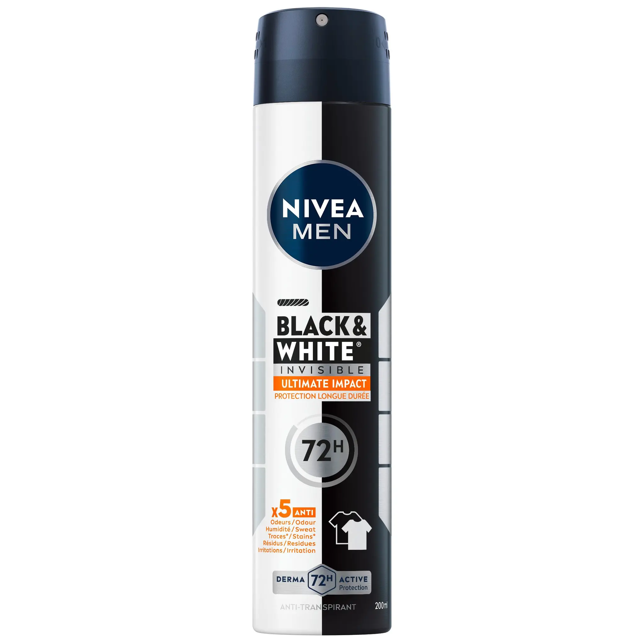NIVEA MEN Déodorant spray 48h homme black & white invisible 5en1