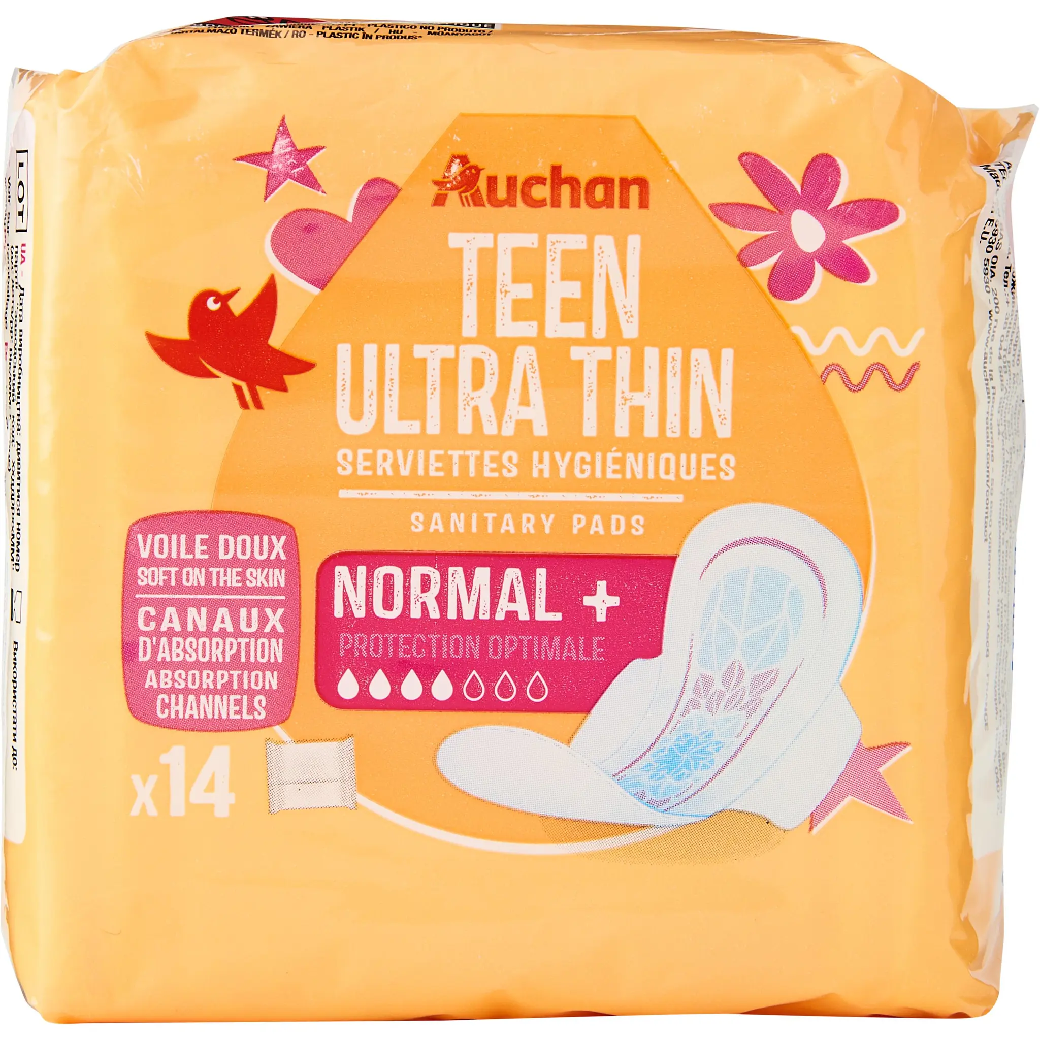 AUCHAN Serviettes hygiéniques ado ultra fines