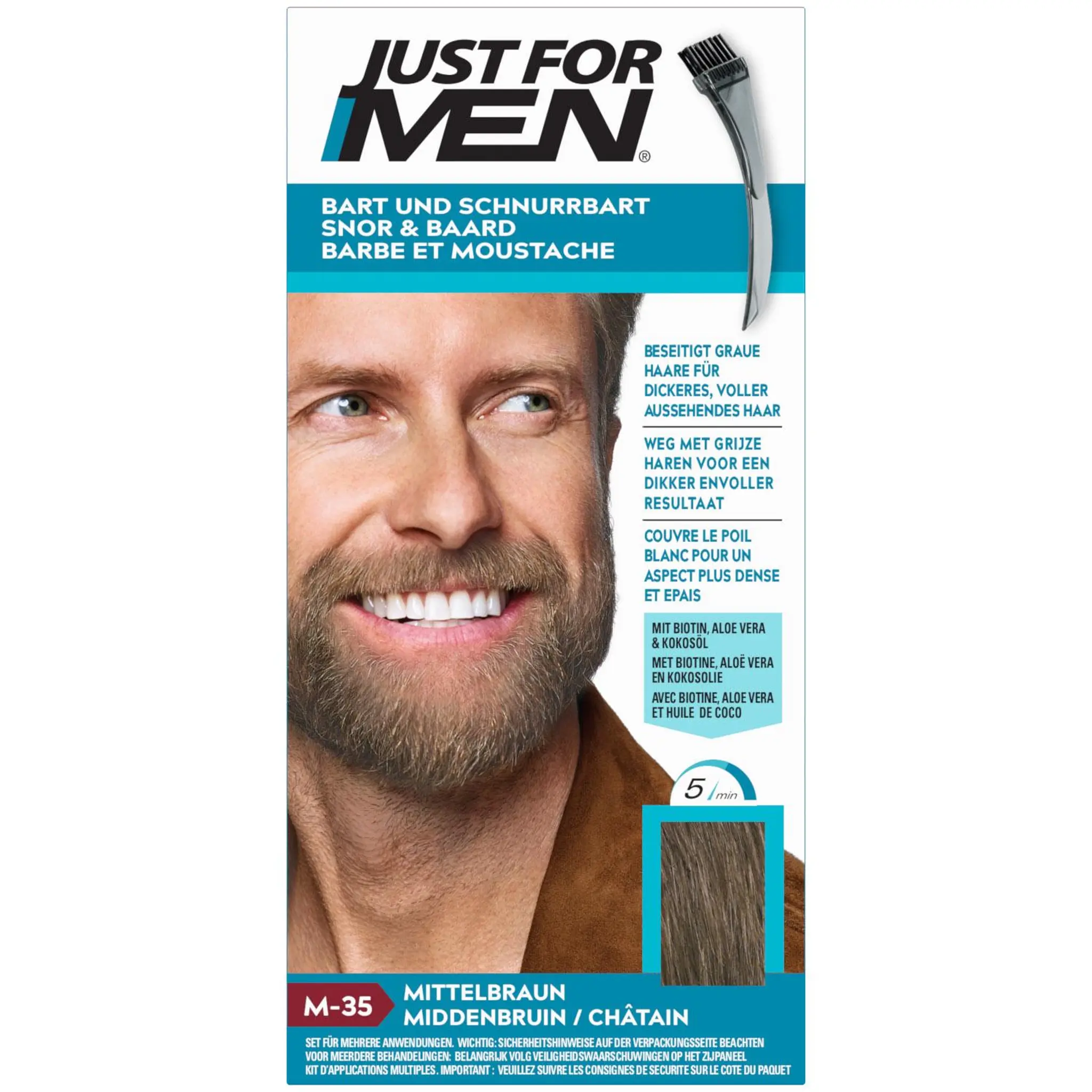 JUST FOR MEN Coloration gel pour moustache et barbe M-35 châtain