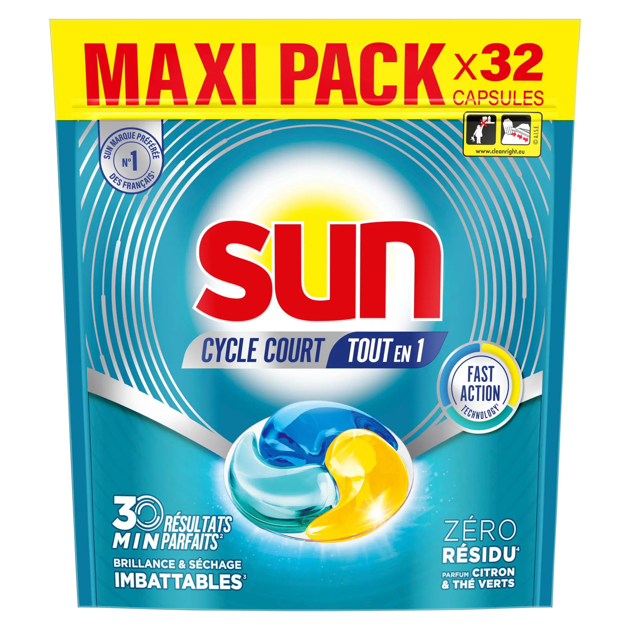 SUN Capsules lave-vaisselle citron