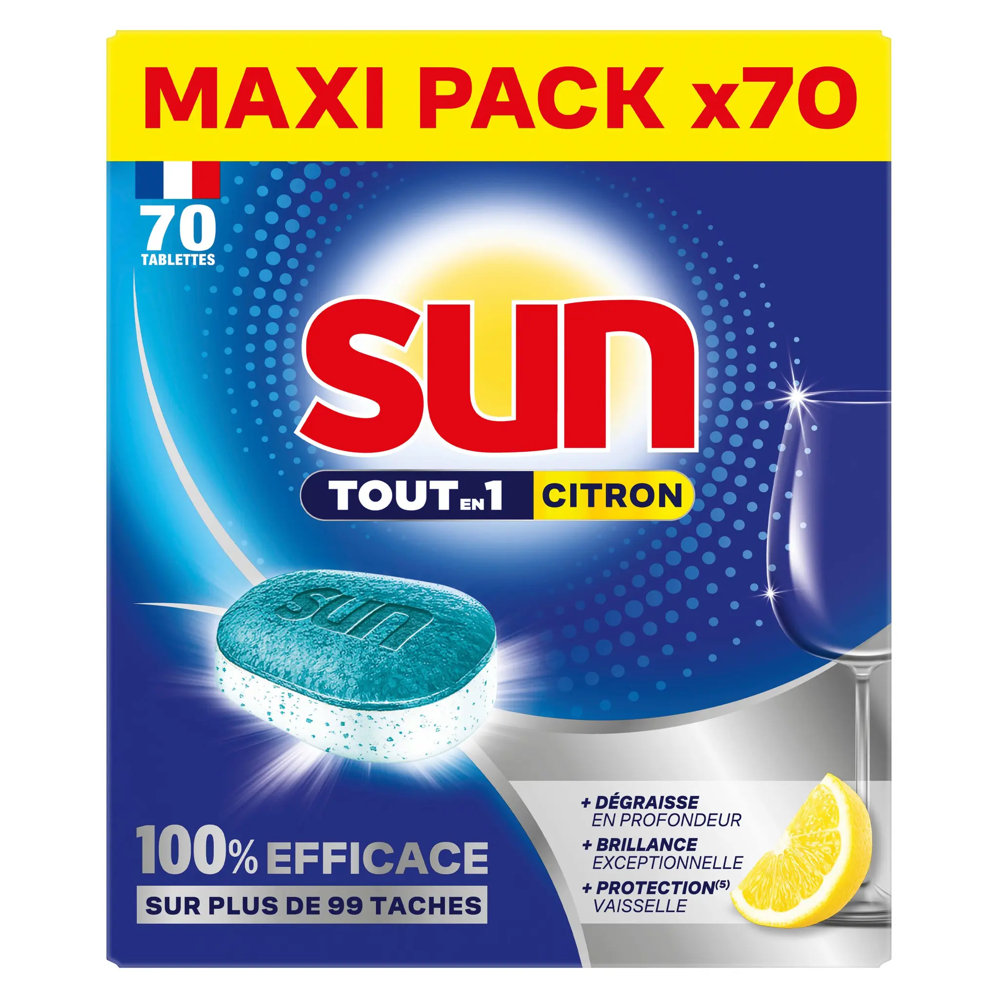 SUN Tablettes lave-vaisselle tout en 1 citron