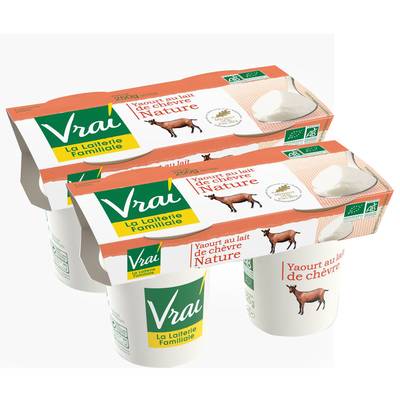 Vrai Yaourt de chevre nature, Bio, Lot de 2 - 2x125g