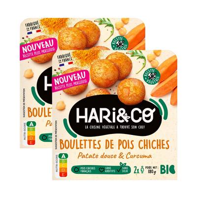 HARI&CO Boulettes de Pois Chiches Bio, Lot de 2x180g