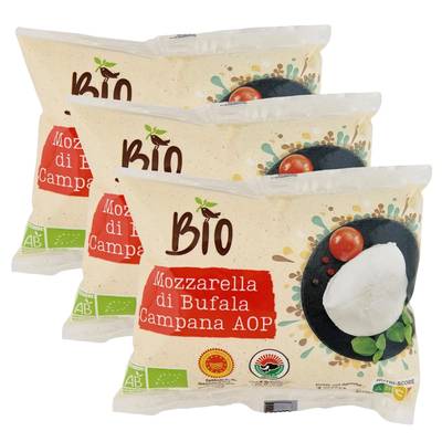 Auchan BIO Mozzarella di Bufala Campana Bio AOP, Lot de 3x125g