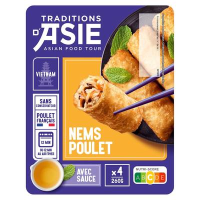 Tradition d'asie Nem Poulet Sauce Nuoc Mam, 4 pièces - 260g