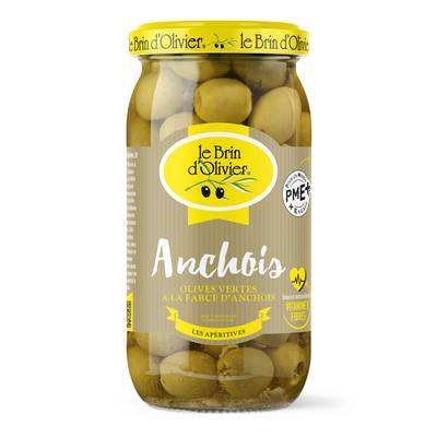 Le Brin d'Olivier Olives Vertes Farcies aux Anchois, 200g