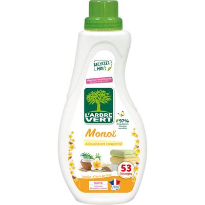L'arbre Vert Adoucissant liquide concentré hypoallergénique monoï, 800ml