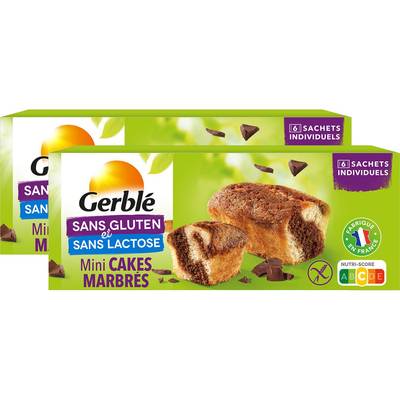 Gerblé Sans Gluten Sans Lactose Mini cakes marbrés sans gluten et sans lactose, Lot de 2x200g