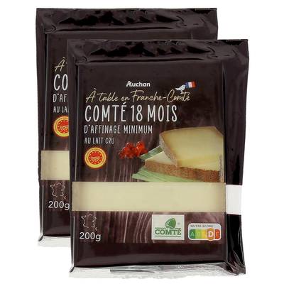 Auchan Terroir Comté AOP au lait cru affinage 18 mois, Lot de 2x200g
