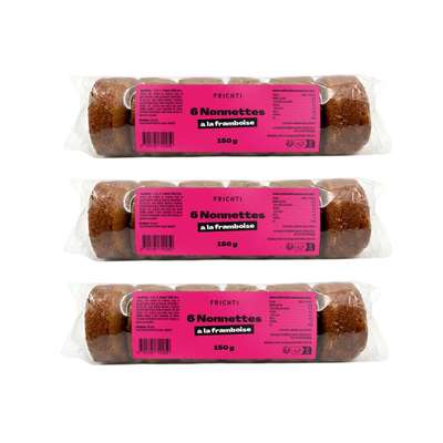 Lot de 3 x 6 Nonnettes à la framboise, Frichti (150 g)