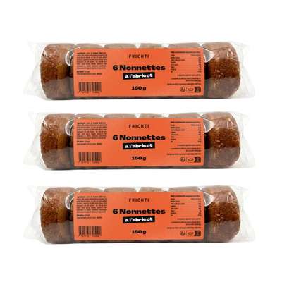 Lot de 3 x 6 Nonnettes à l'abricot, Frichti (150 g)